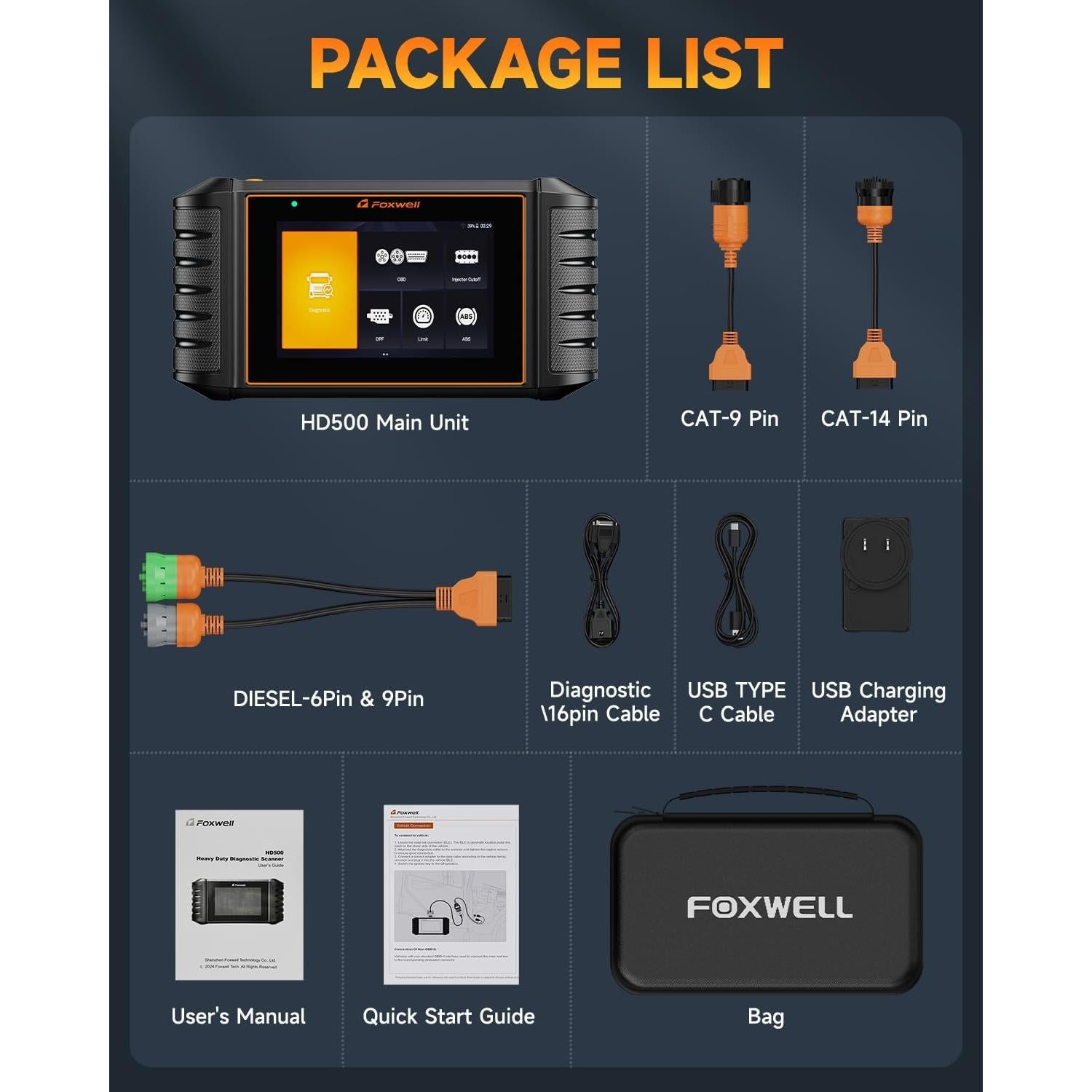 Escáner Diesel FOXWELL HD500 para Camiones Pesados DPF y ABS