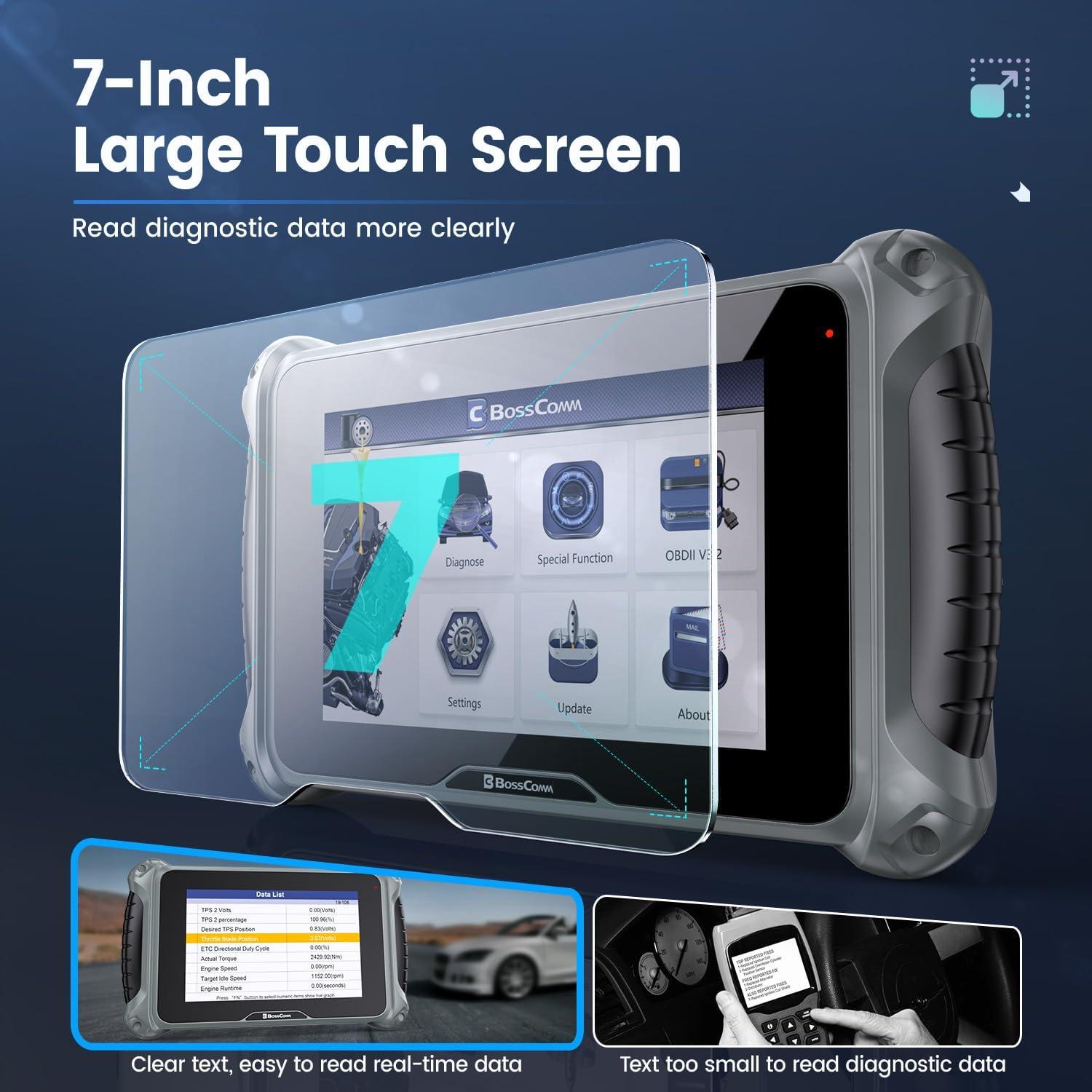 Escáner OBD2 BossComm E-Touch770 Diagnóstico Completo 6 Reinicios