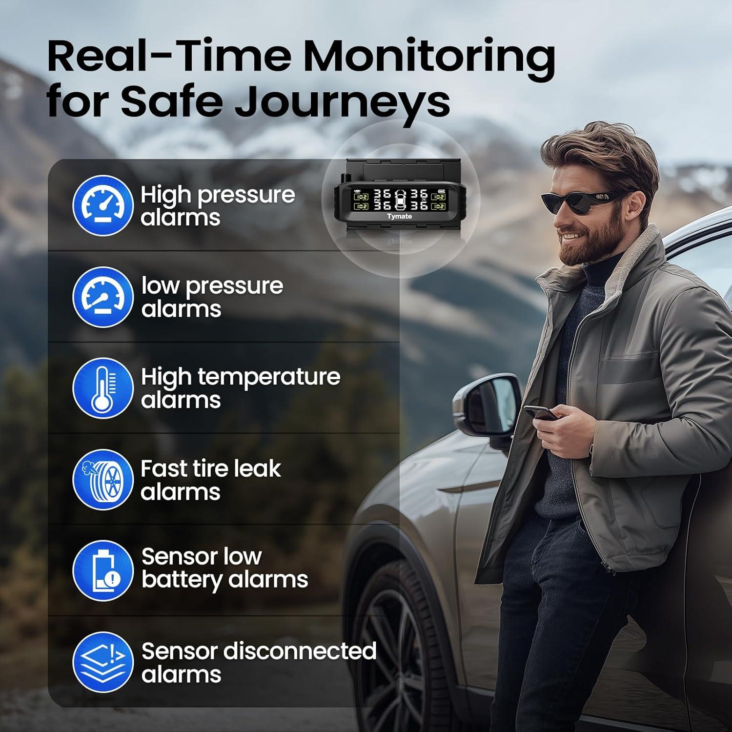 Monitoreo de Neumáticos Tymate TM8 Solar Inalámbrico 4 Sensores