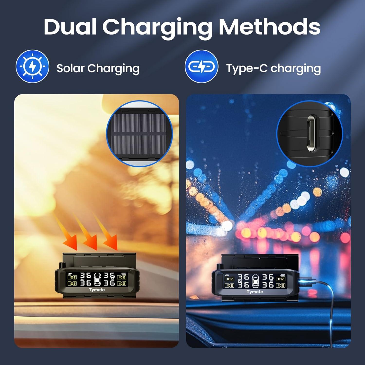 Monitoreo de Neumáticos Tymate TM8 Solar Inalámbrico 4 Sensores