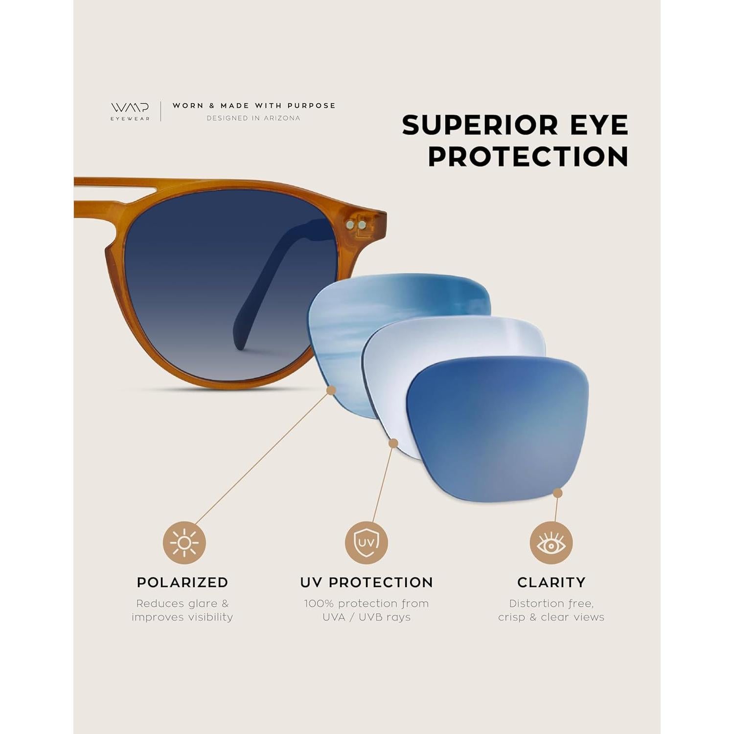 WearMe Pro - Gafas de sol cuadradas para hombres - Lentes polarizados