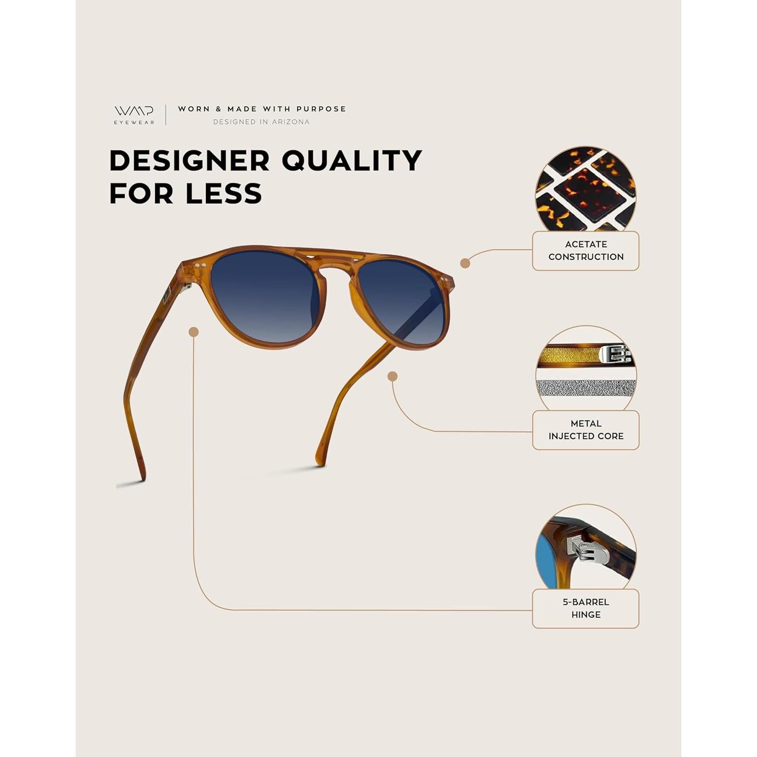 WearMe Pro - Gafas de sol cuadradas para hombres - Lentes polarizados