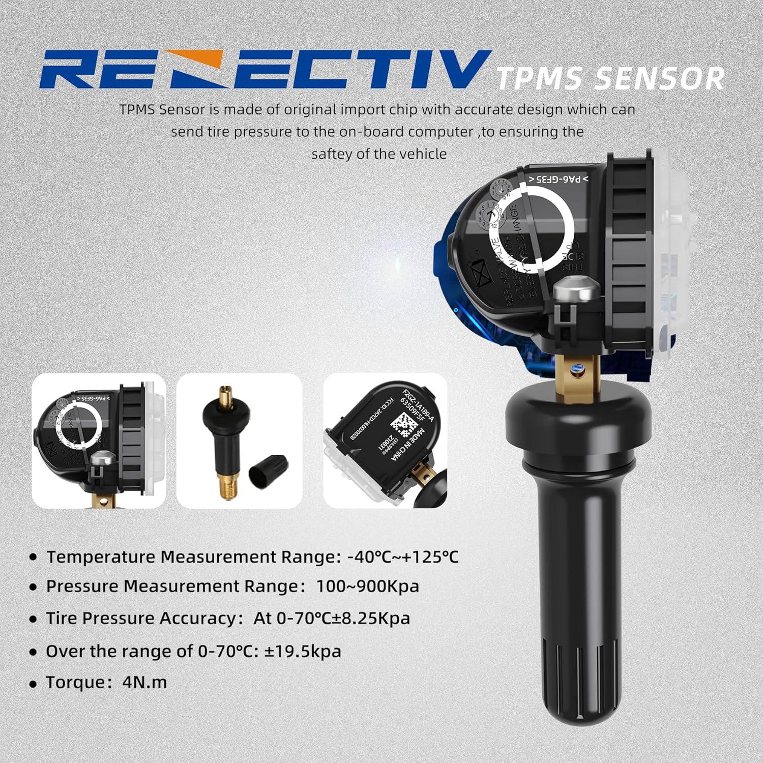 Sensor TPMS 315MHz RENECTIV para Ford y Lincoln - Set de 4