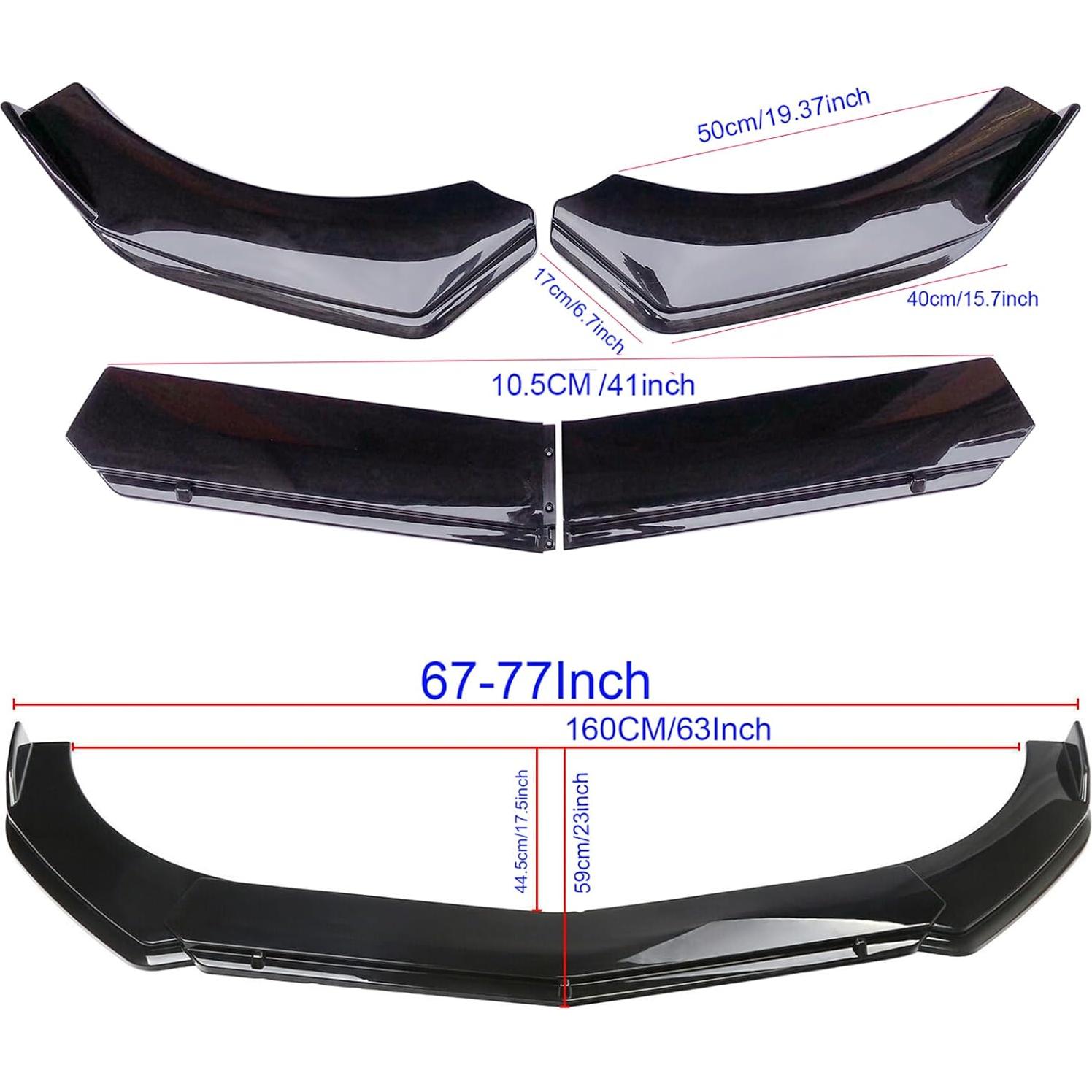 Labio de Parachoques Delantero Universal AokZeeo ABS Negro