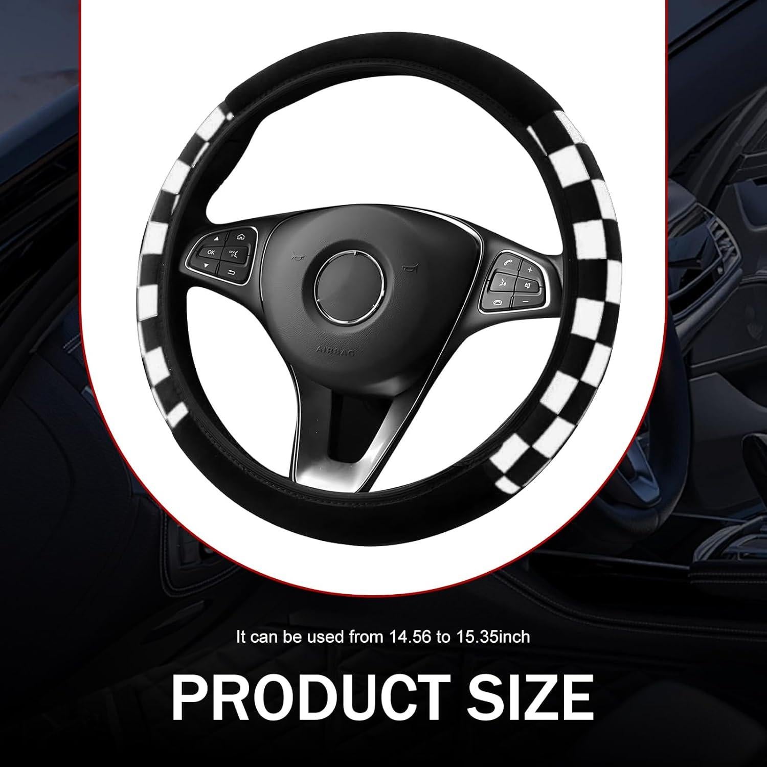 Funda de Volante Diamall Estilo Cuadros Universal 35-38 cm Negro