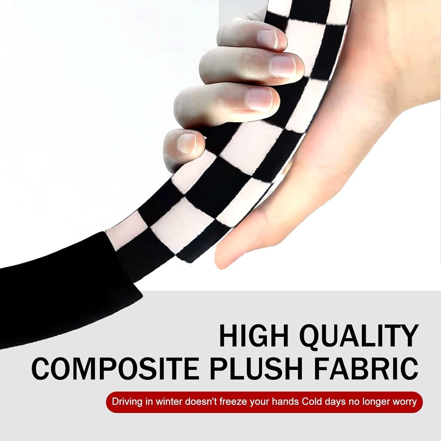 Funda de Volante Diamall Estilo Cuadros Universal 35-38 cm Negro