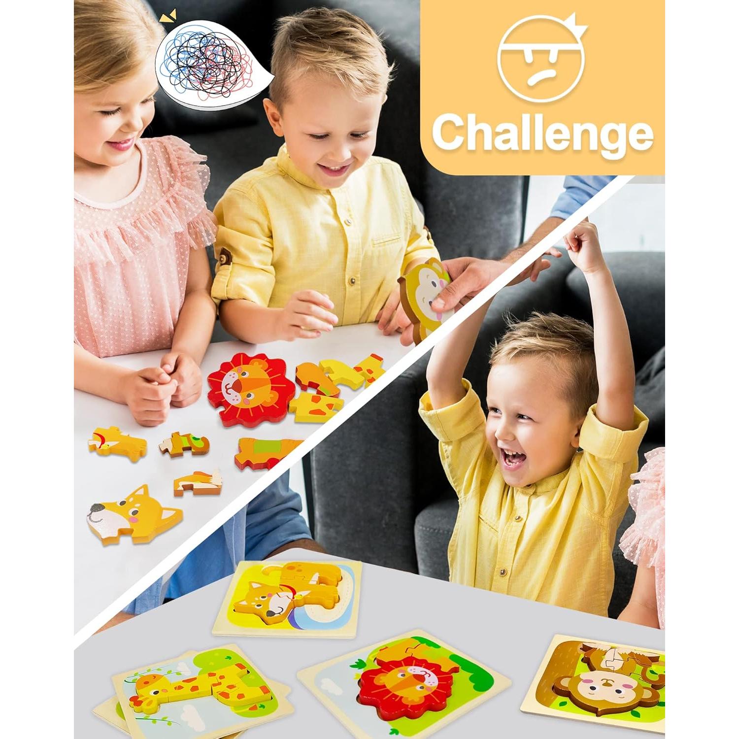 Rompecabezas de Madera Benresive 4 Piezas para Niños 1-3 Años