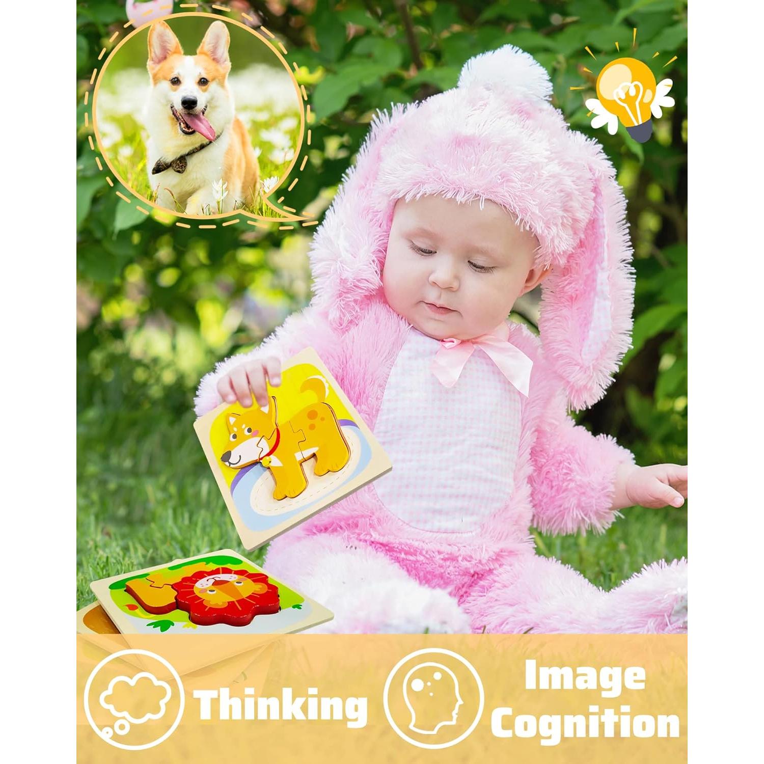 Rompecabezas de Madera Benresive 4 Piezas para Niños 1-3 Años