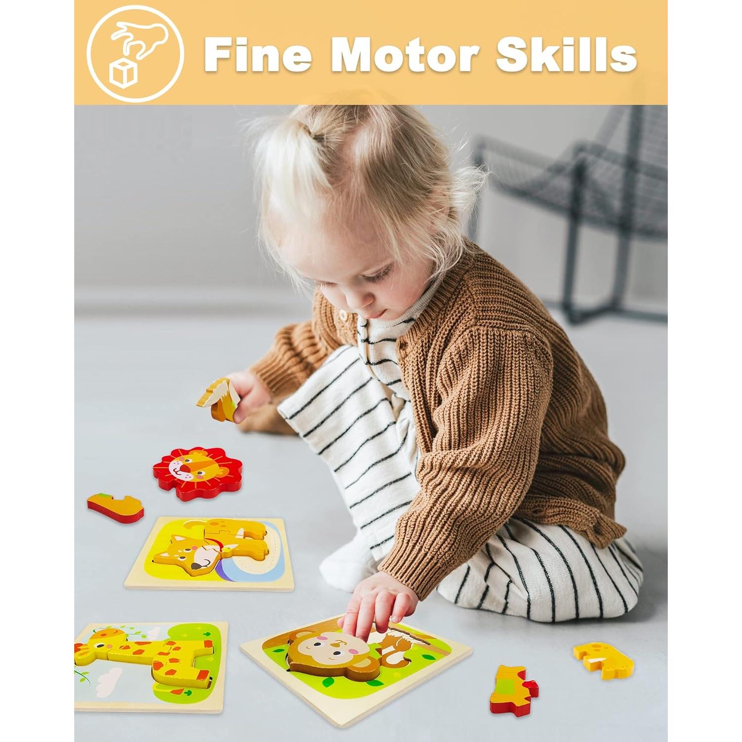 Rompecabezas de Madera Benresive 4 Piezas para Niños 1-3 Años