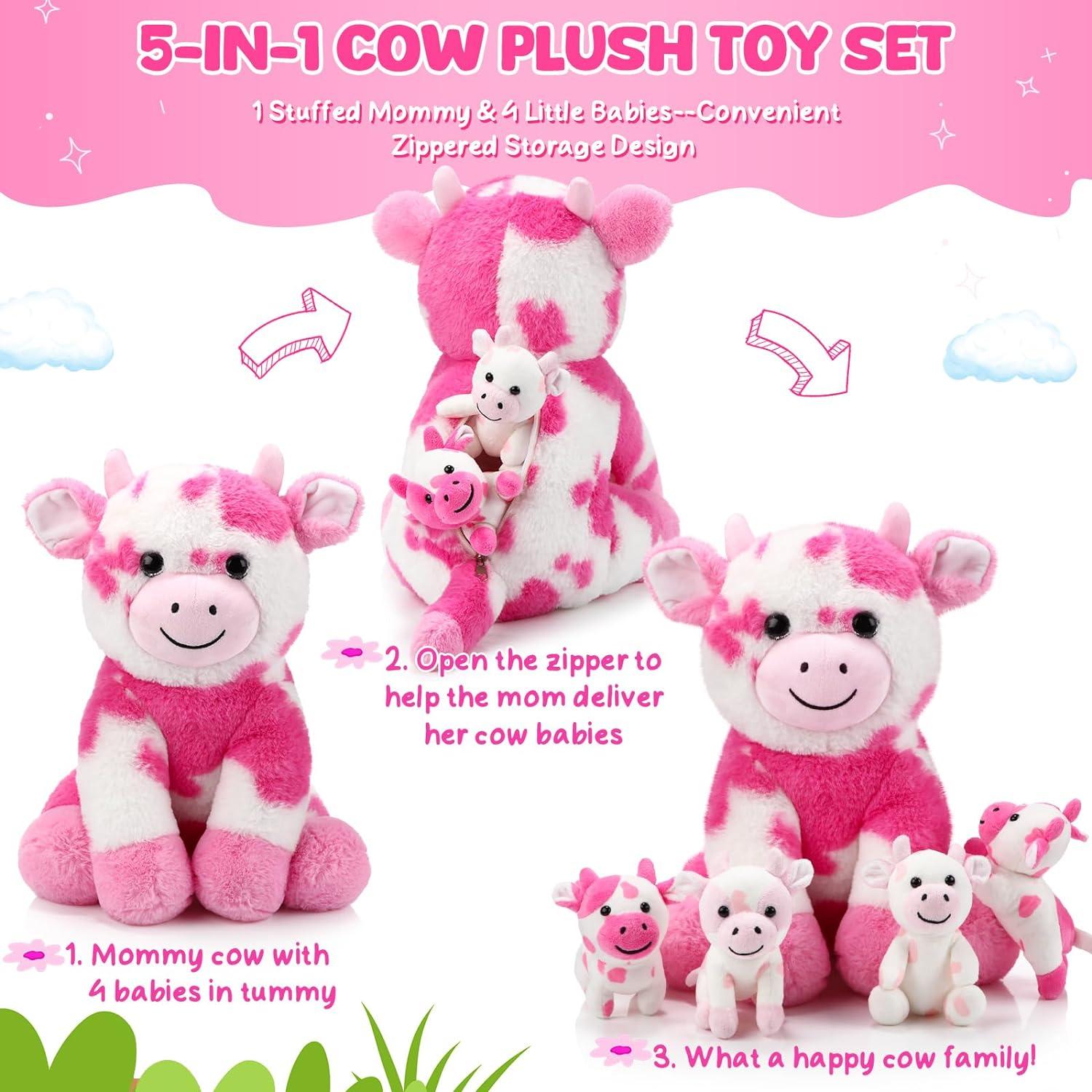 Conjunto de 5 Animales de Peluche Vaca Sumind 40x30x15 cm
