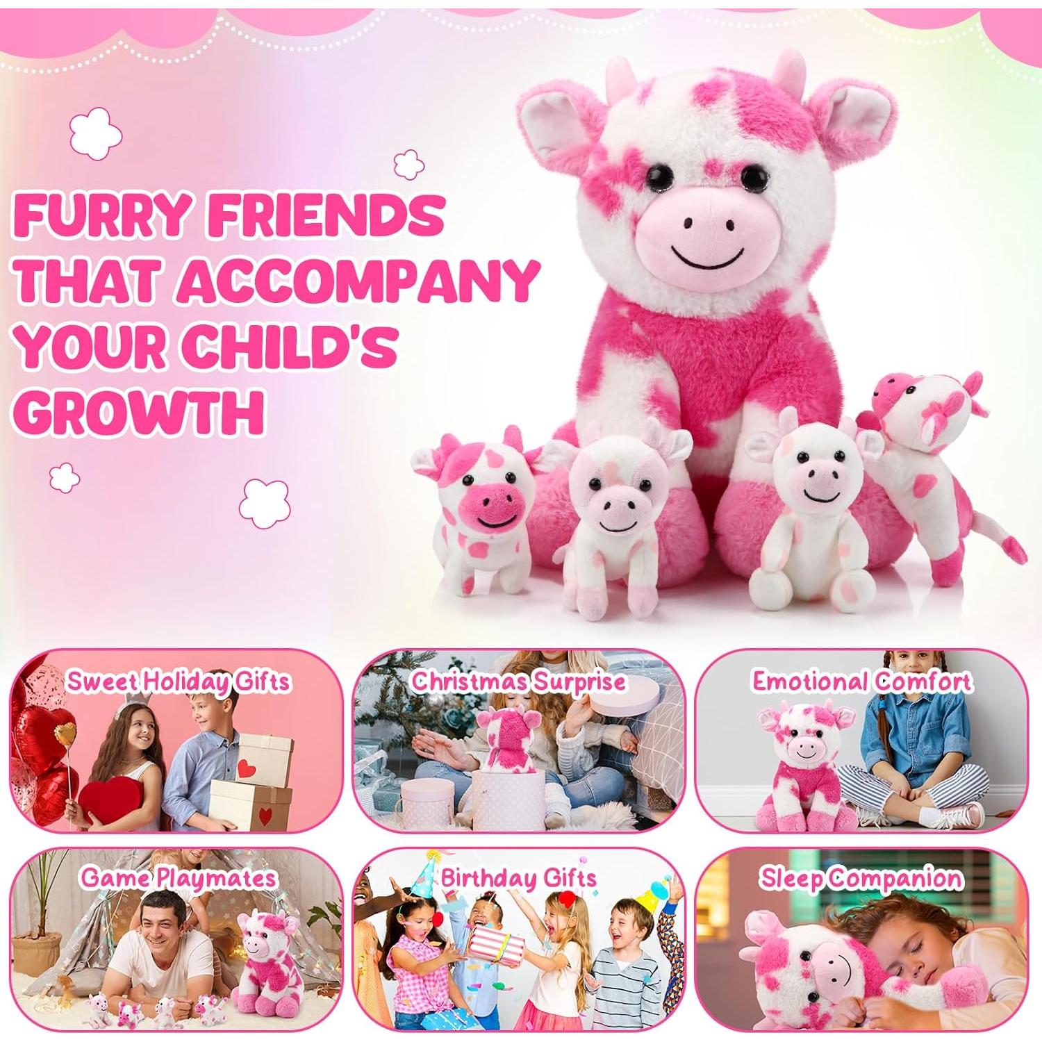 Conjunto de 5 Animales de Peluche Vaca Sumind 40x30x15 cm