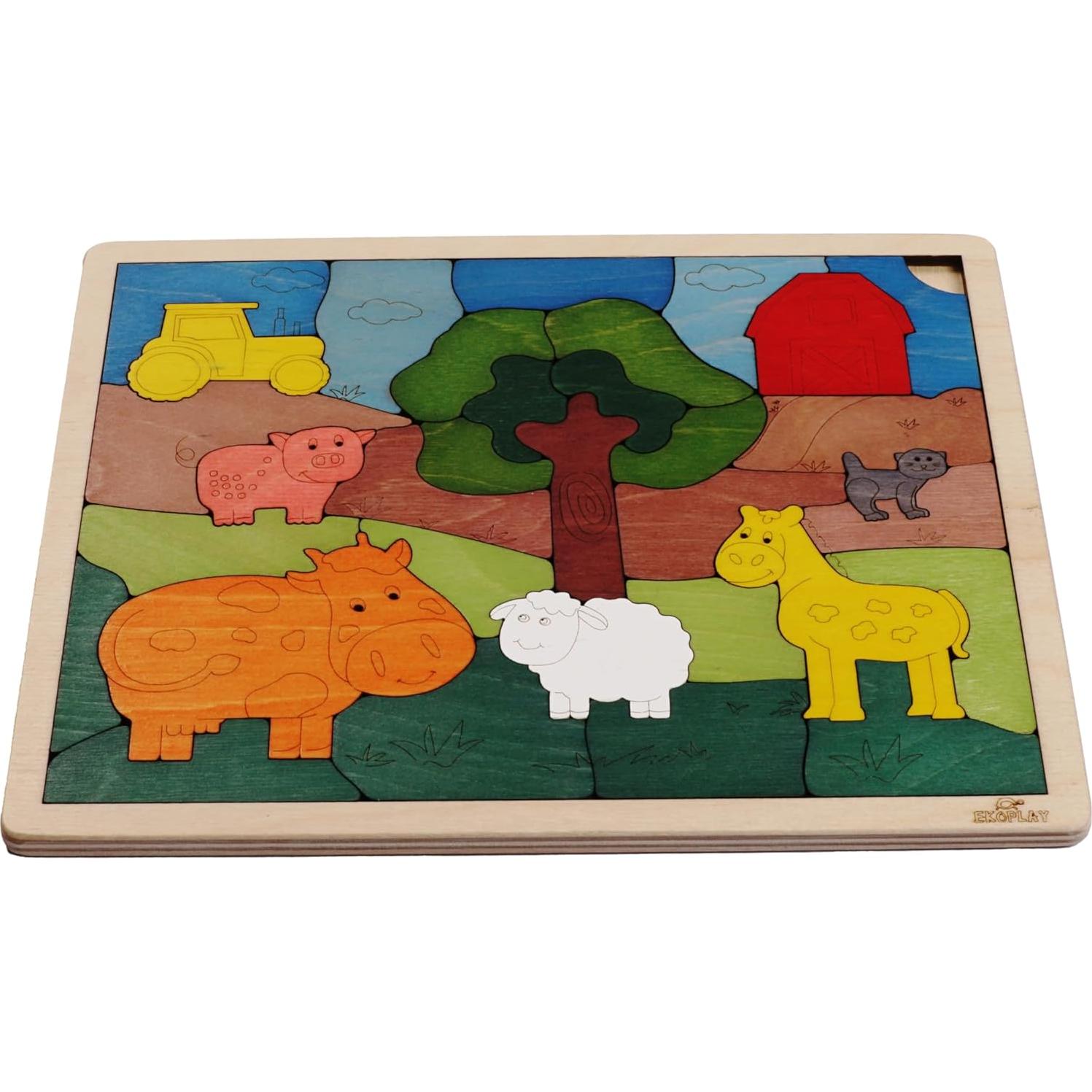 Rompecabezas de Madera Ekoplay Down on The Farm 33 Piezas