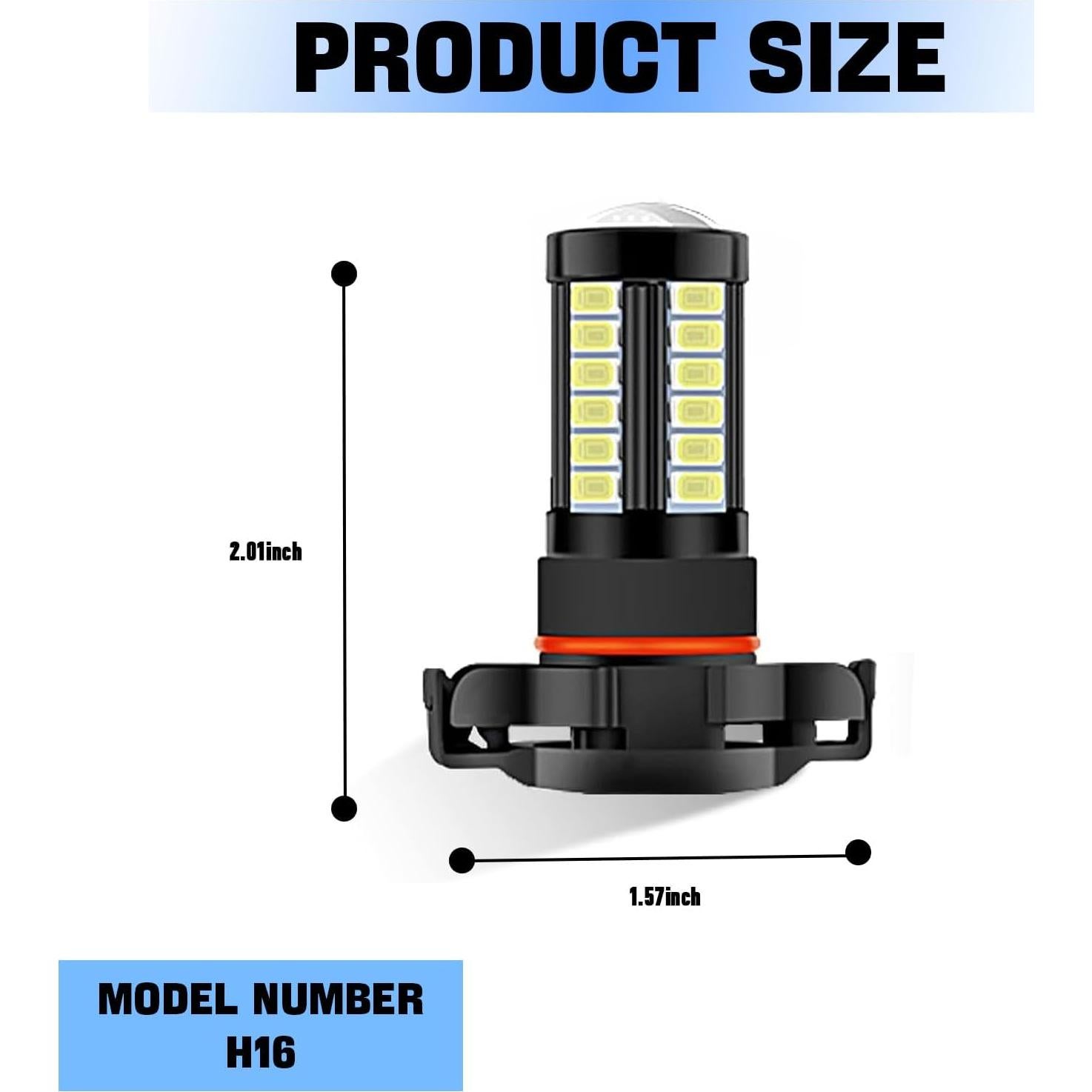 2 Bombillas Antiniebla LED H16 FEDOEY 1500 Lúmenes Blanco
