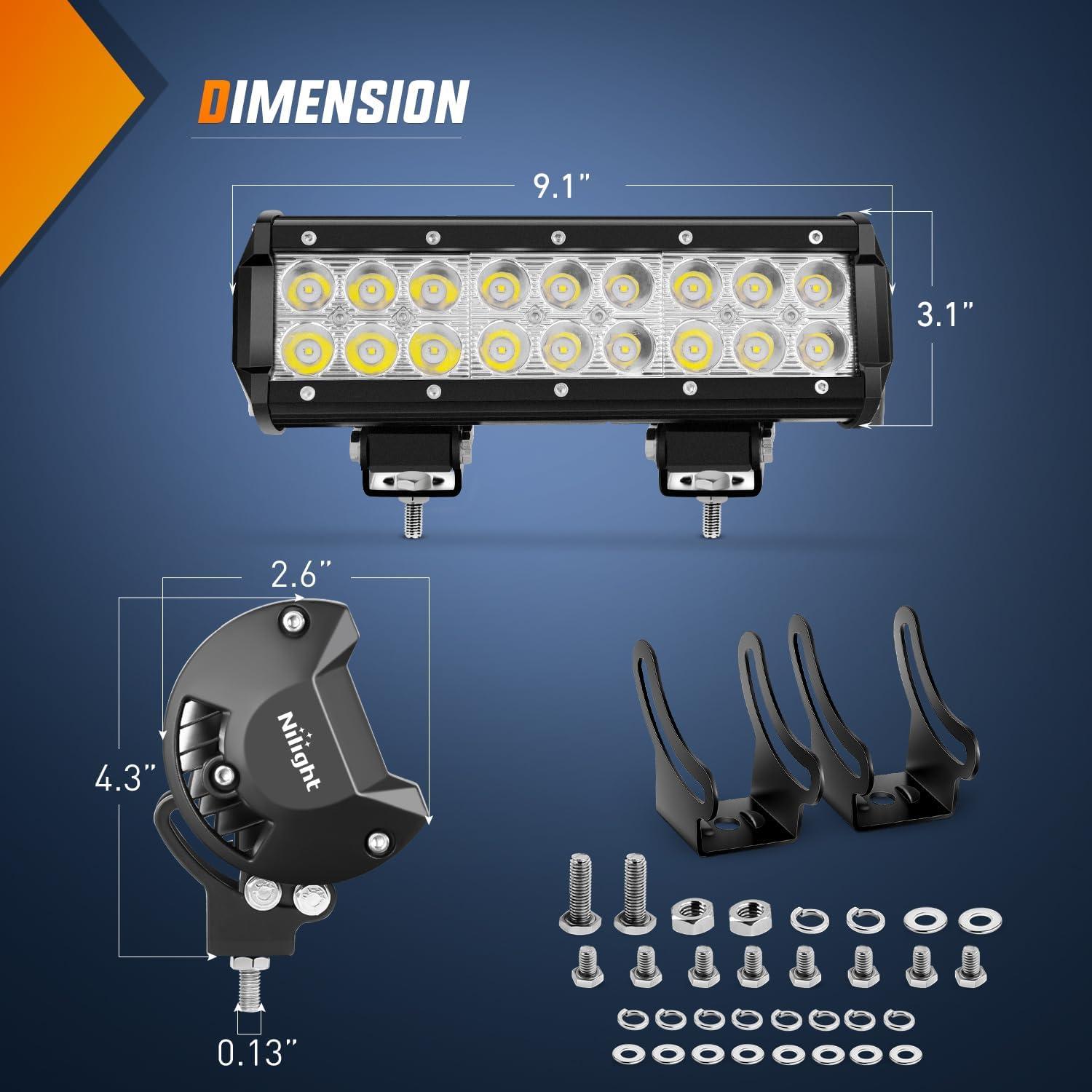 Barra de Luz LED Nilight 23cm 54W 3600LM Impermeable