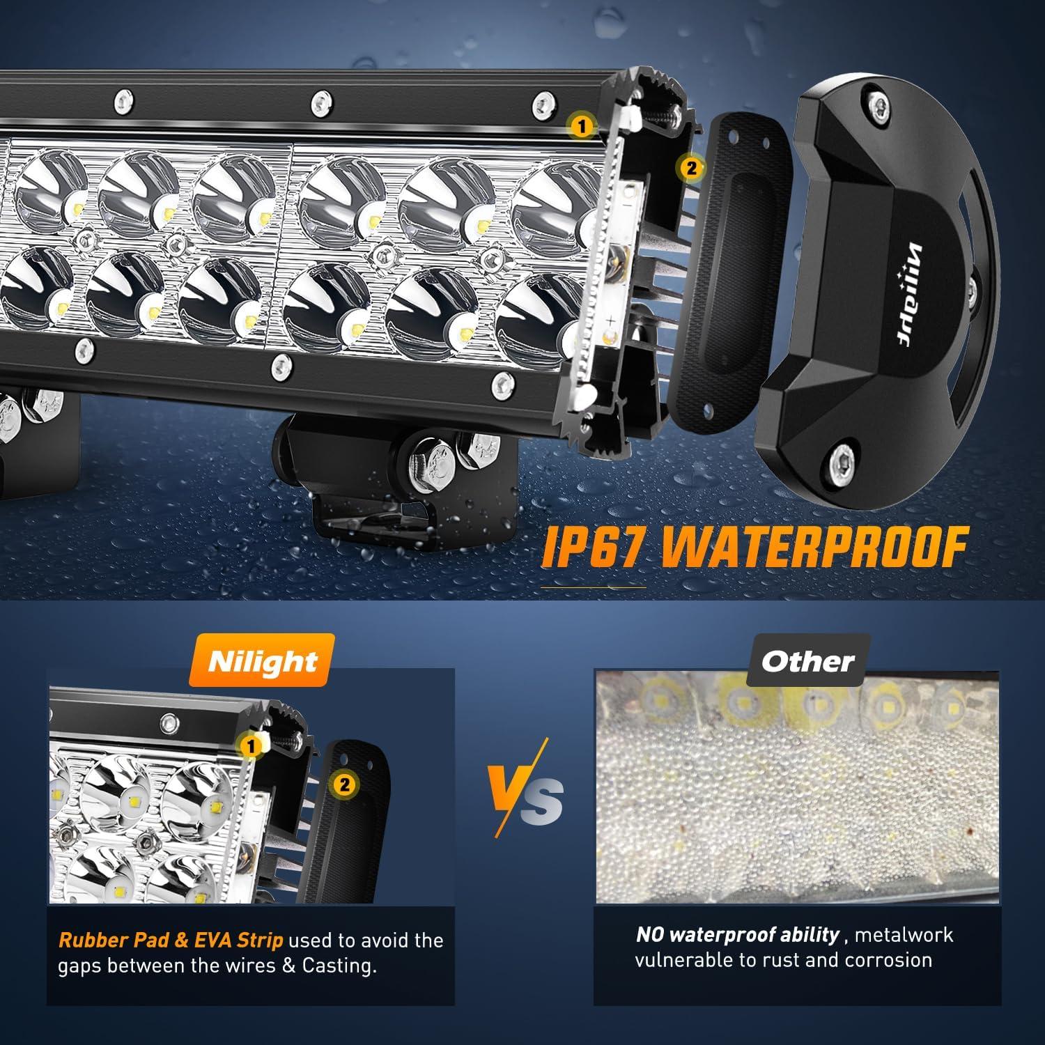 Barra de Luz LED Nilight 23cm 54W 3600LM Impermeable