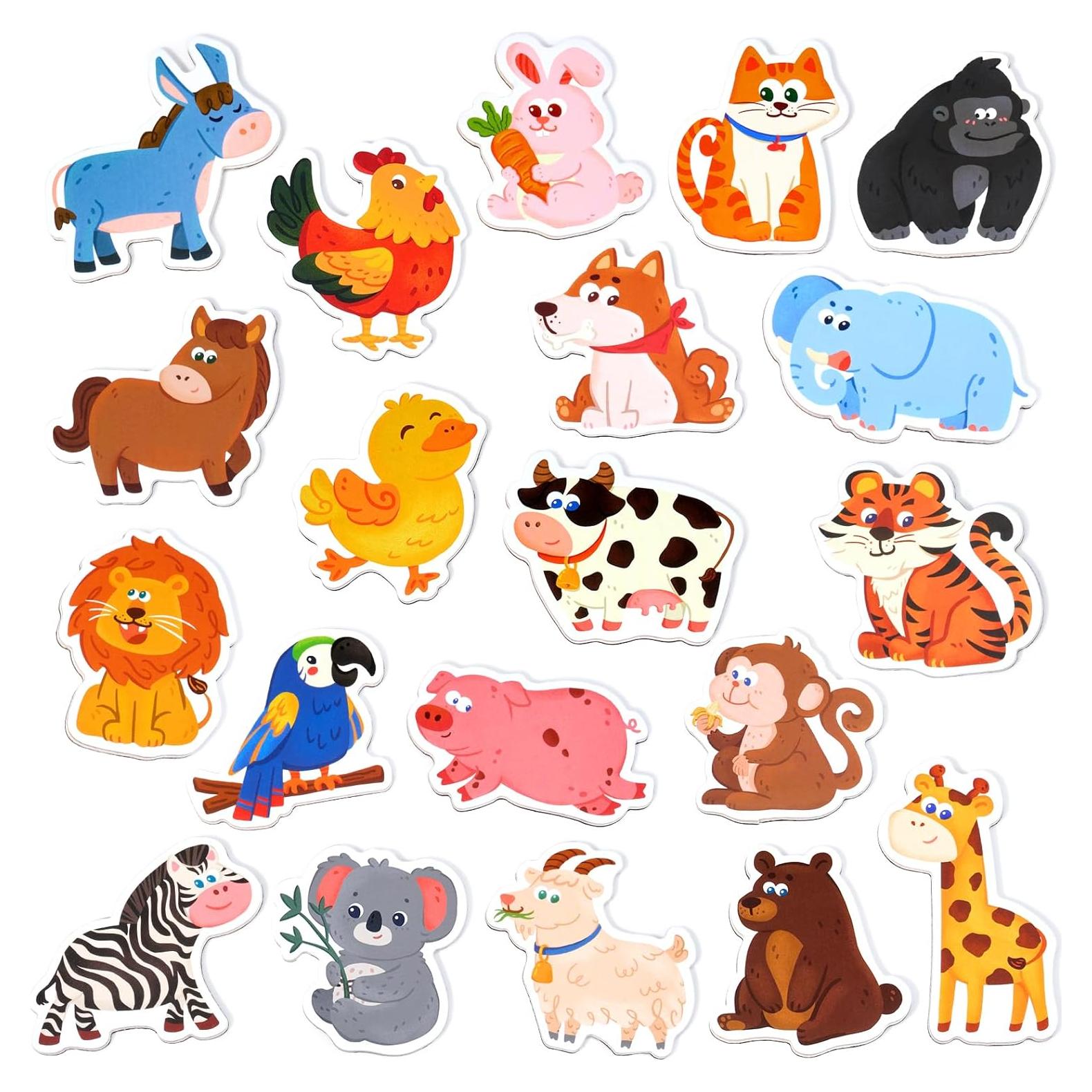 Imanes de Nevera JoyCat para Niños - 20 Animales de Madera