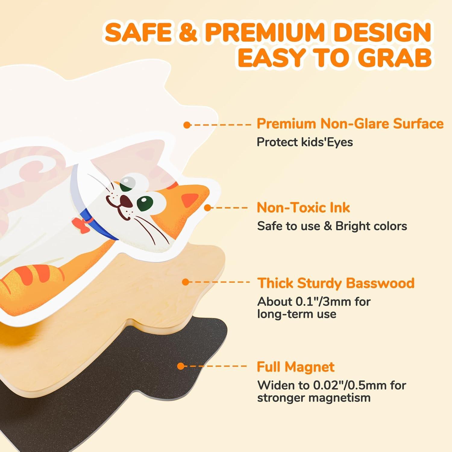 Imanes de Nevera JoyCat para Niños - 20 Animales de Madera