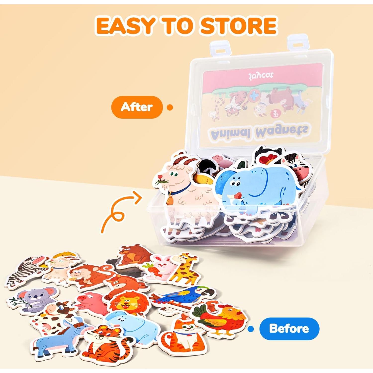 Imanes de Nevera JoyCat para Niños - 20 Animales de Madera