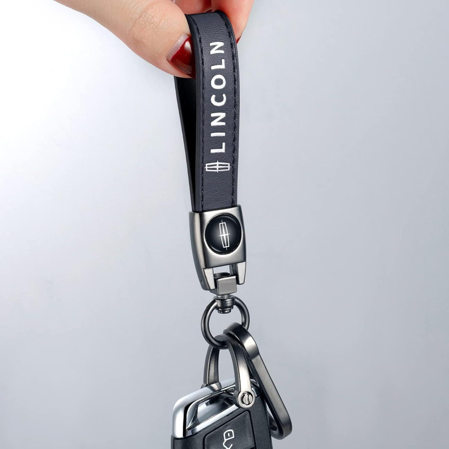 Llavero de Cuero Genuino YUIQIEUY Negro para Coche