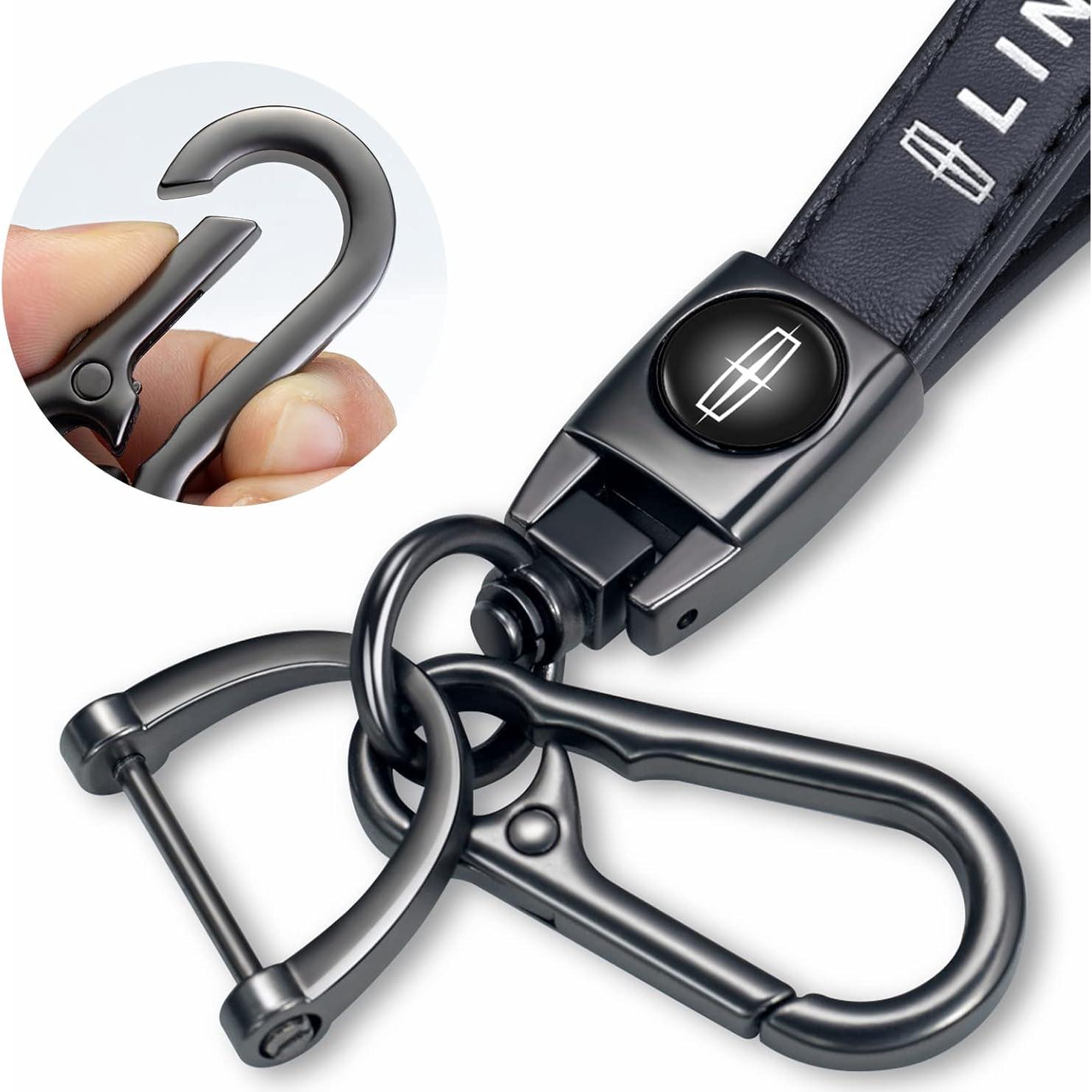 Llavero de Cuero Genuino YUIQIEUY Negro para Coche