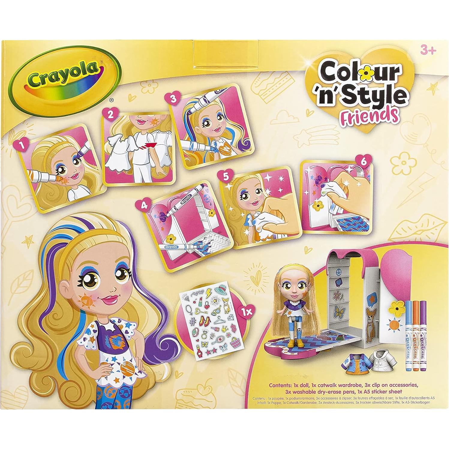 Muñeca Goldie Crayola Set Pasarela con Marcadores Borrables