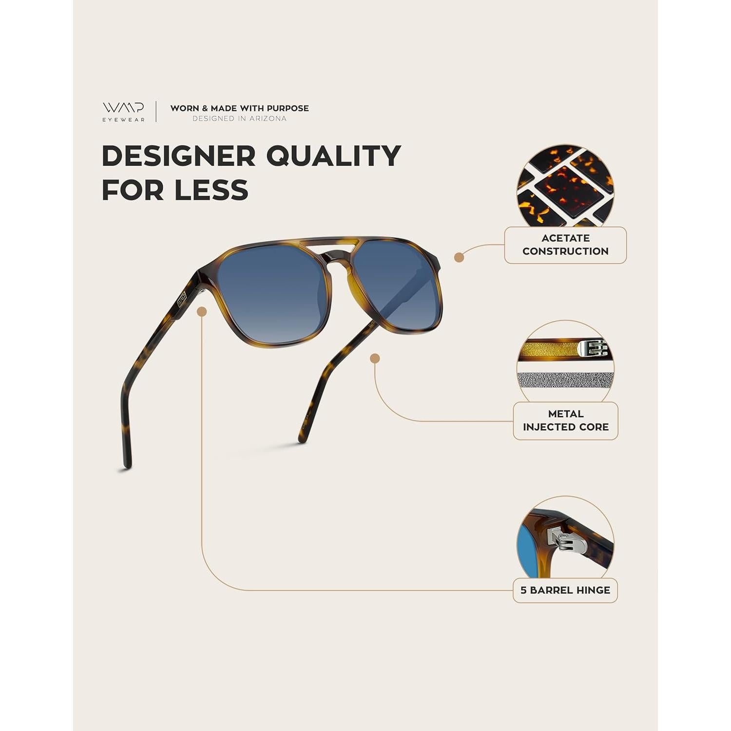 Gafas de sol unisex WearMe Pro rectangulares polarizadas