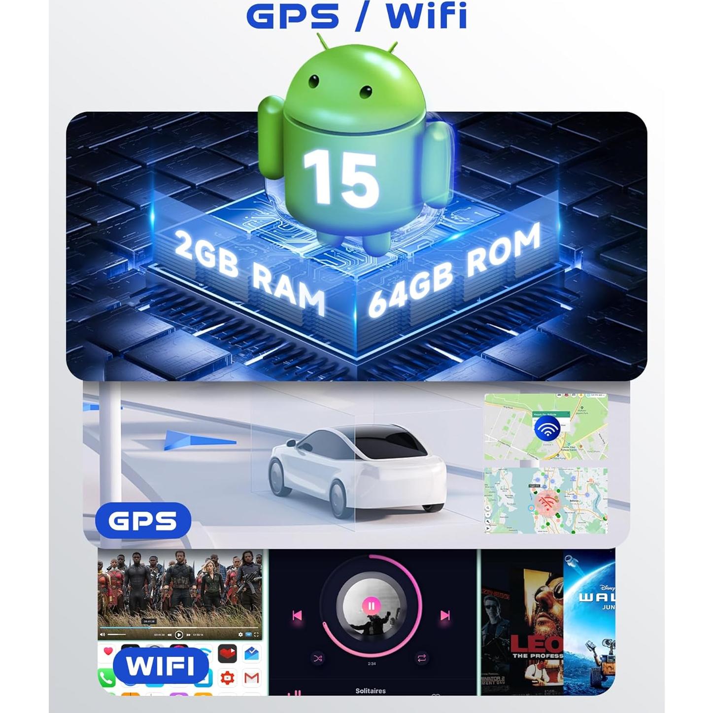 Estéreo de Coche Android 9" VECHTEL 2GB+64GB GPS CarPlay