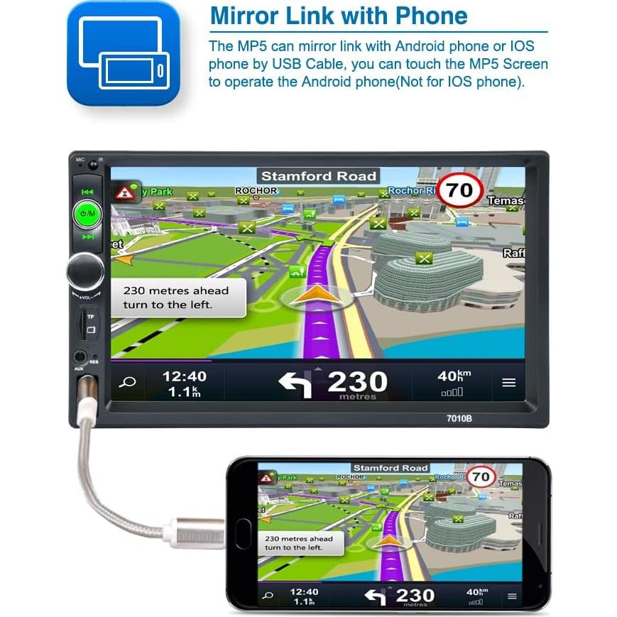 Estéreo de Coche Double Din CNW-SHS 7" Pantalla Táctil Bluetooth