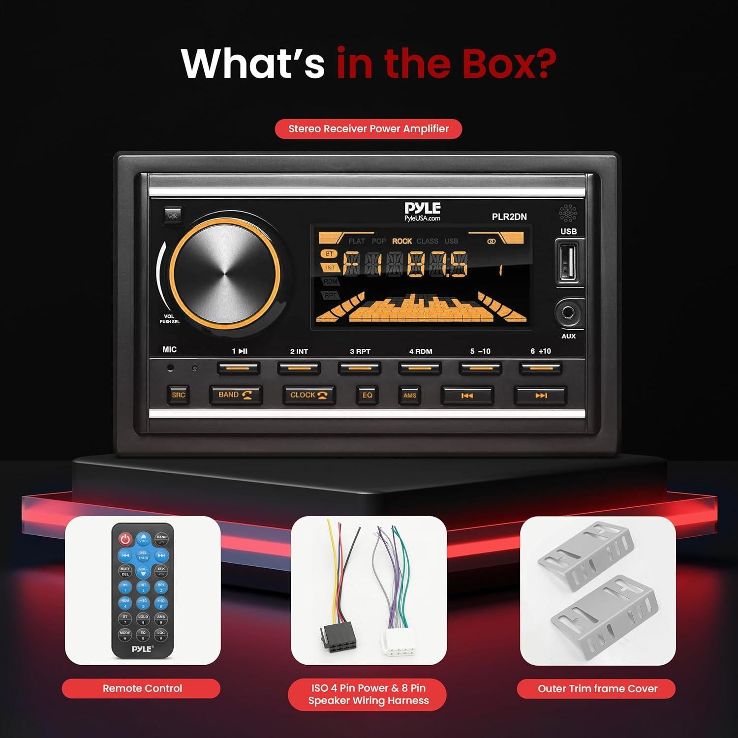 Receptor Estéreo Marino Bluetooth Pyle PLR2DN Doble DIN 300W