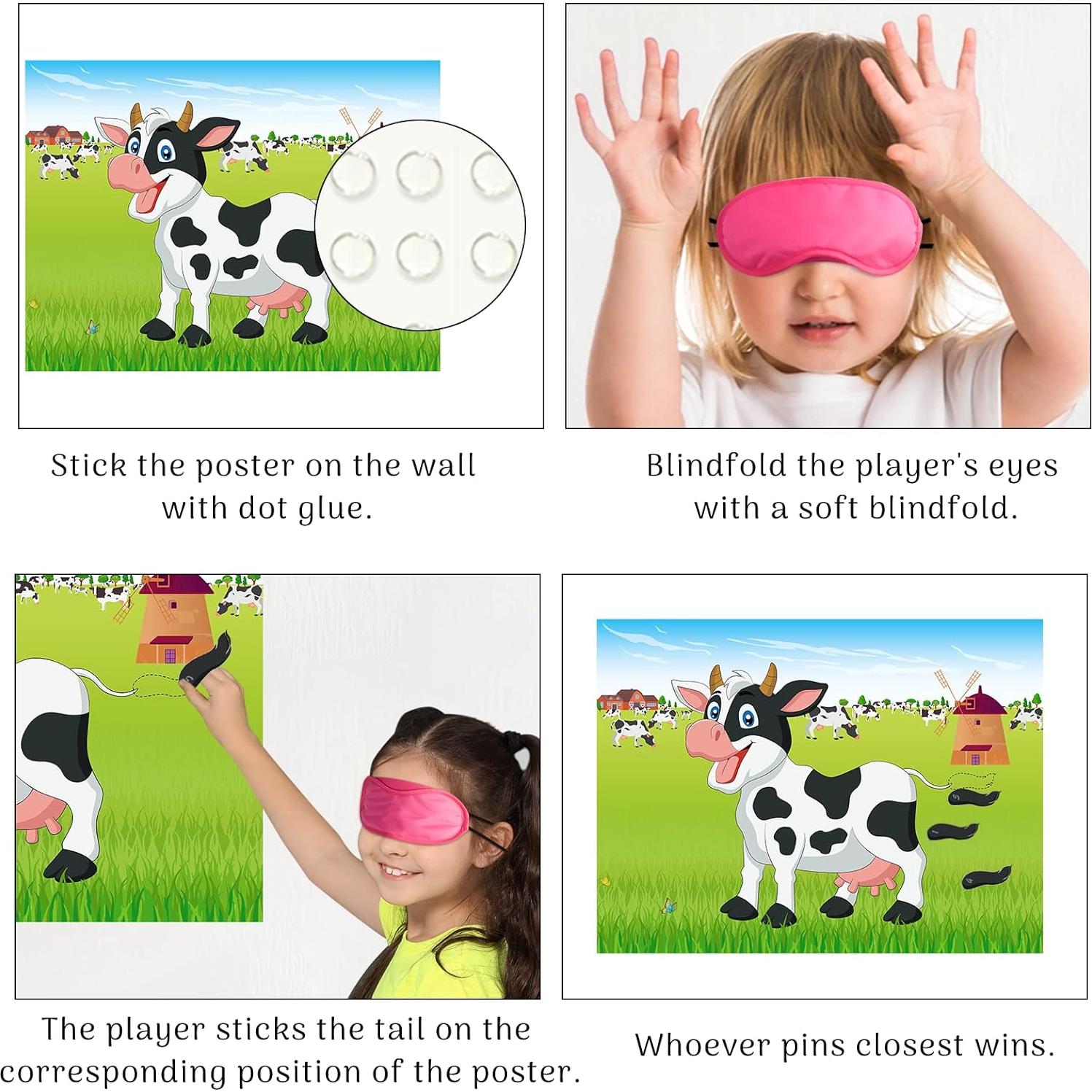 Juego de Fiesta Pincha la Cola en la Vaca Morcheiong 48 Colas