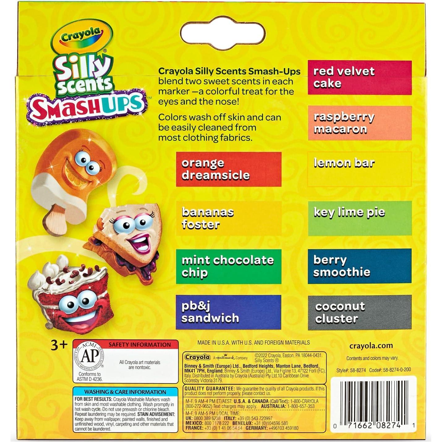 Crayola Silly Scents Slim Scented Washable Markers, Broad Point, Assorted Colors, Pack of 10 Markers, Mint,Red