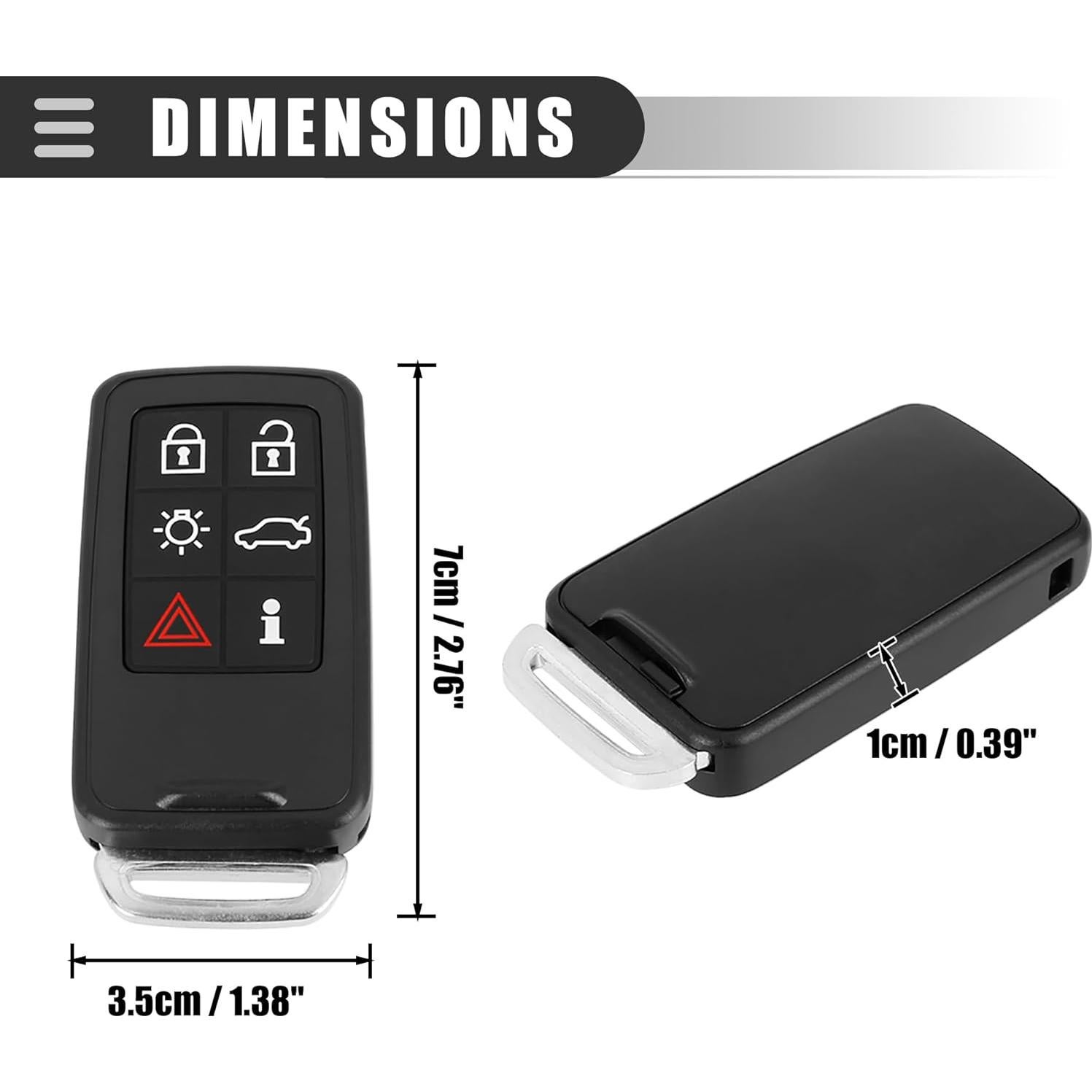 Funda de Control Remoto Motoforti para Volvo S80 2007-2016, 6 Botones, Plástico Negro