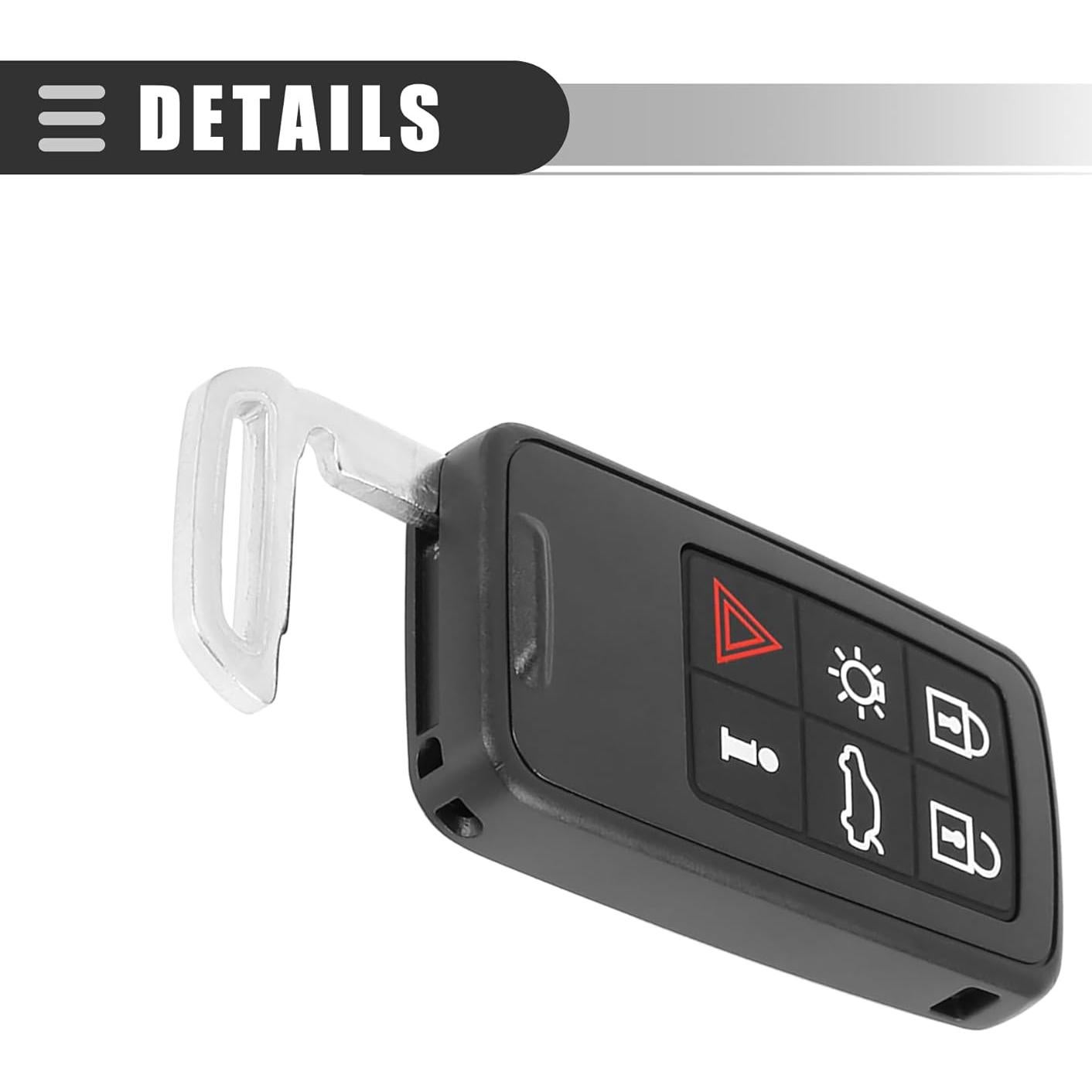 Funda de Control Remoto Motoforti para Volvo S80 2007-2016, 6 Botones, Plástico Negro