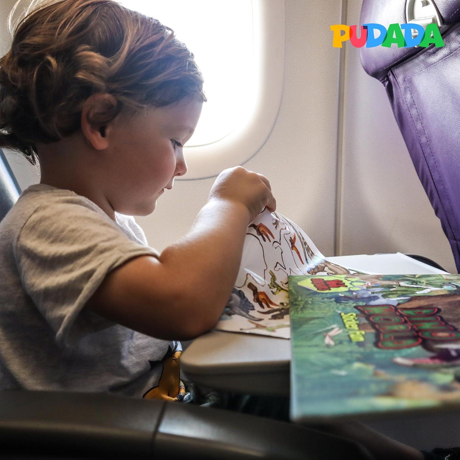 Travel Toys for Toddlers 1-3, Sticker Books for Kids 2-3, 2-4, 80+ Reusable Puffy Stickers, Farm, Vehicles, Safari Animals, Airplane Road Trip Activities for Kids 3-5, Stickers for Kid, Sticker Book