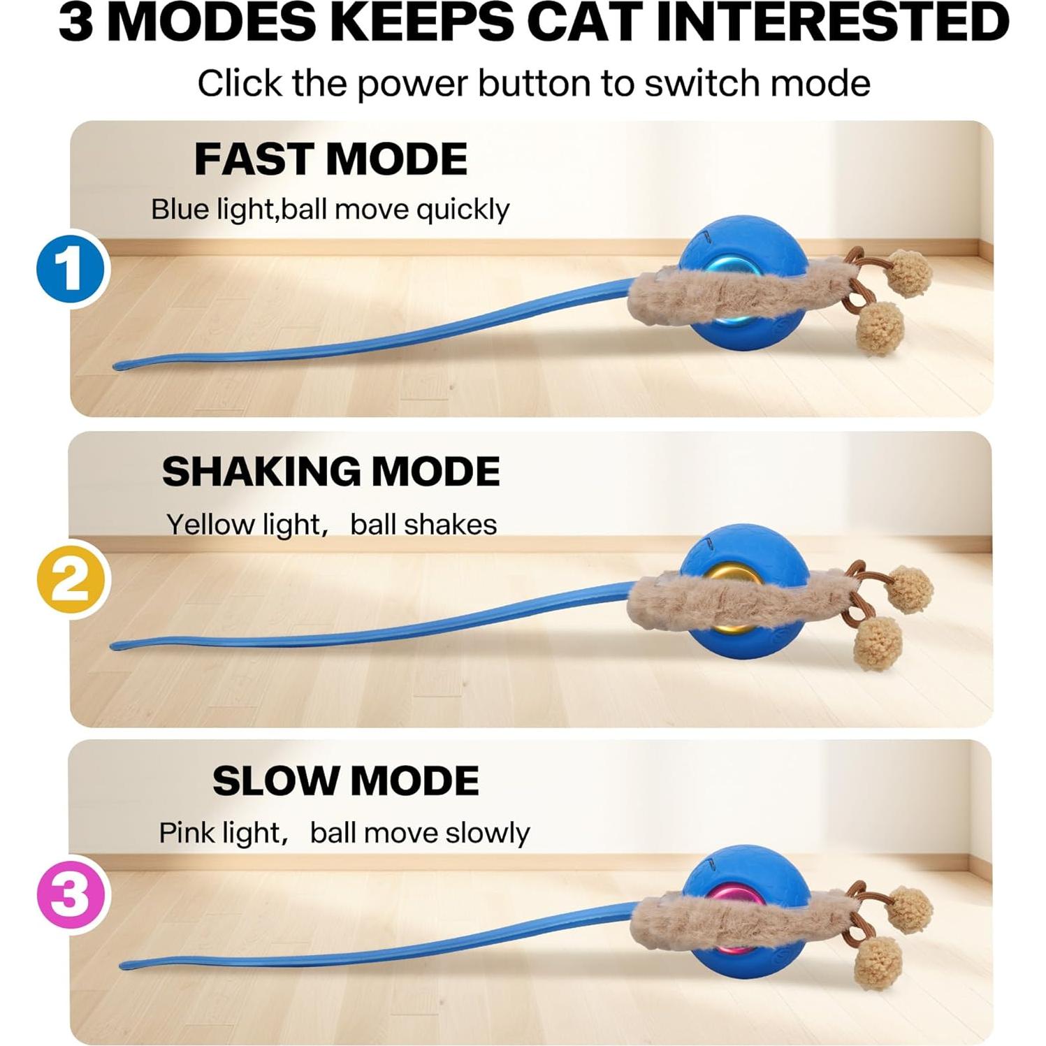 Bola Interactiva para Gatos Pet Prime Recargable con Luces y Sonidos