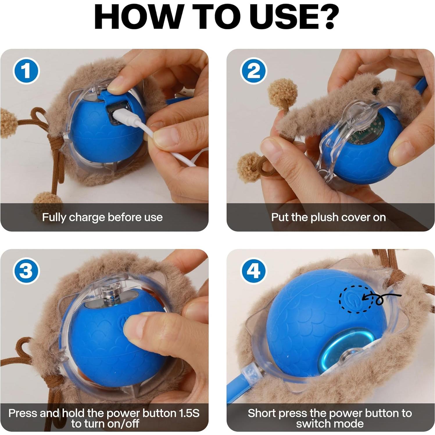 Bola Interactiva para Gatos Pet Prime Recargable con Luces y Sonidos