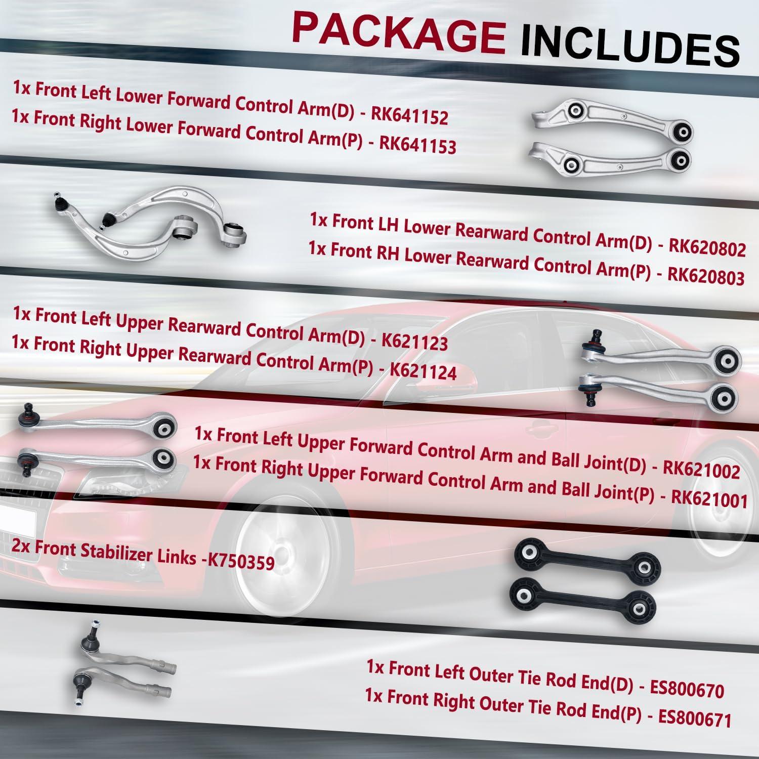 Kit de 12 brazos de control Frenzybro para Audi A4 A5 Q5 S4 S5