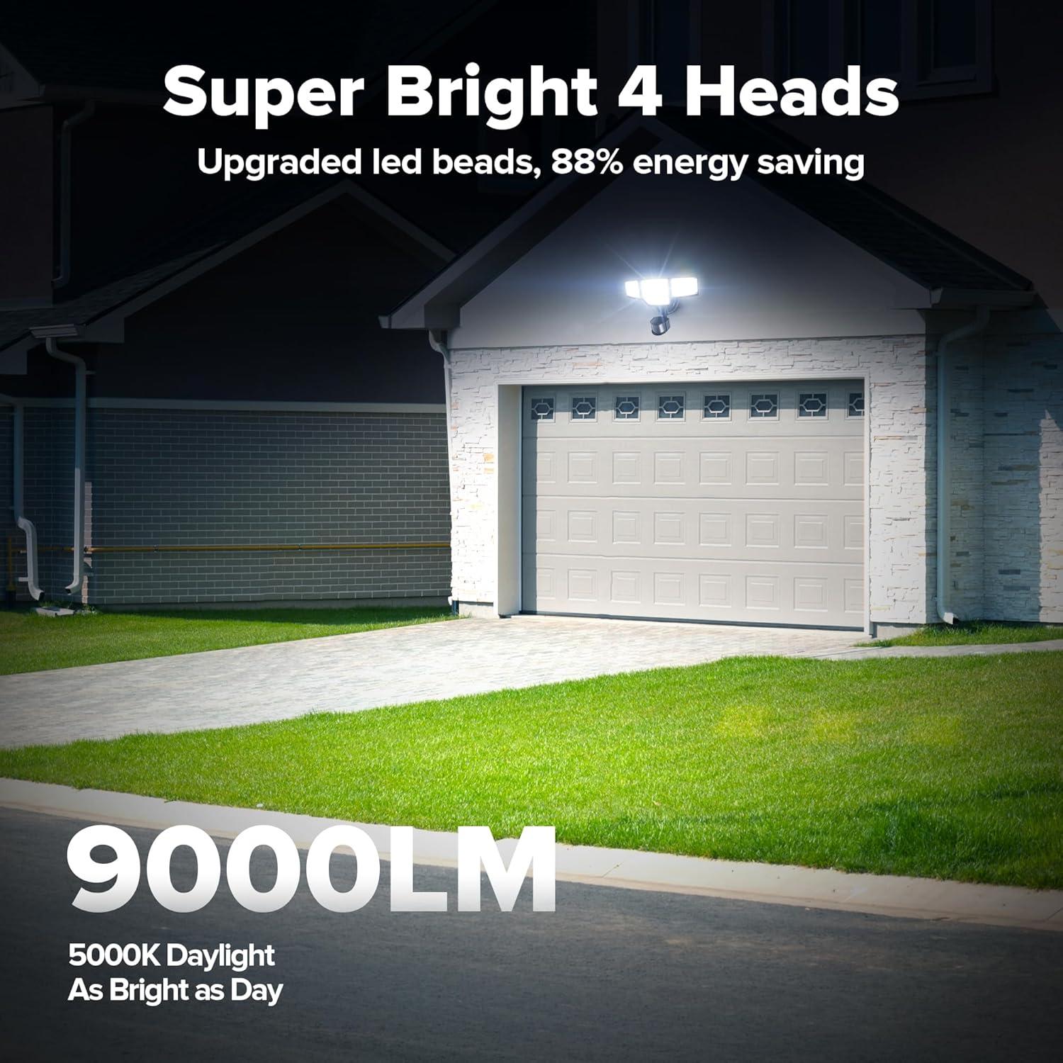 Luz de Seguridad LED LUTEC 80W 9000LM 4 Cabezas IP65