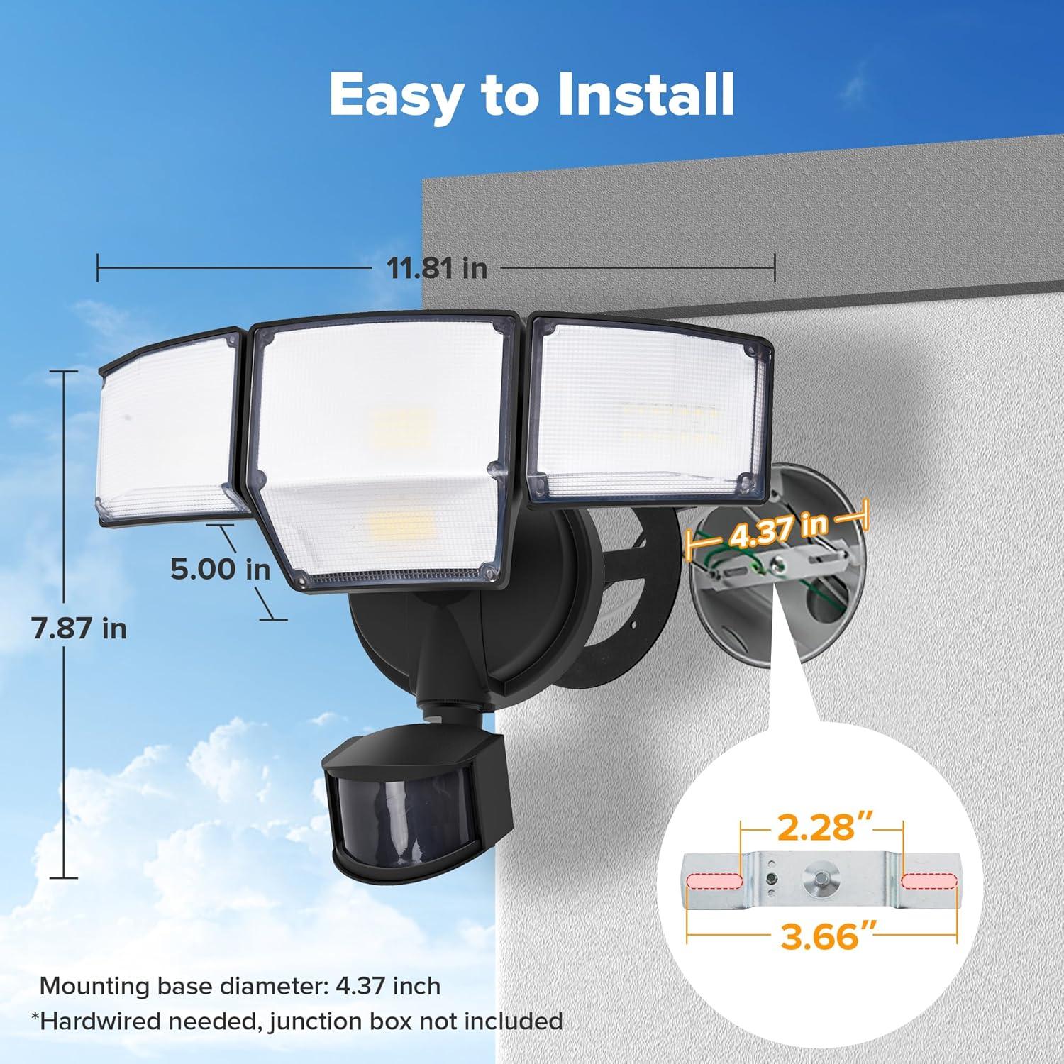 Luz de Seguridad LED LUTEC 80W 9000LM 4 Cabezas IP65