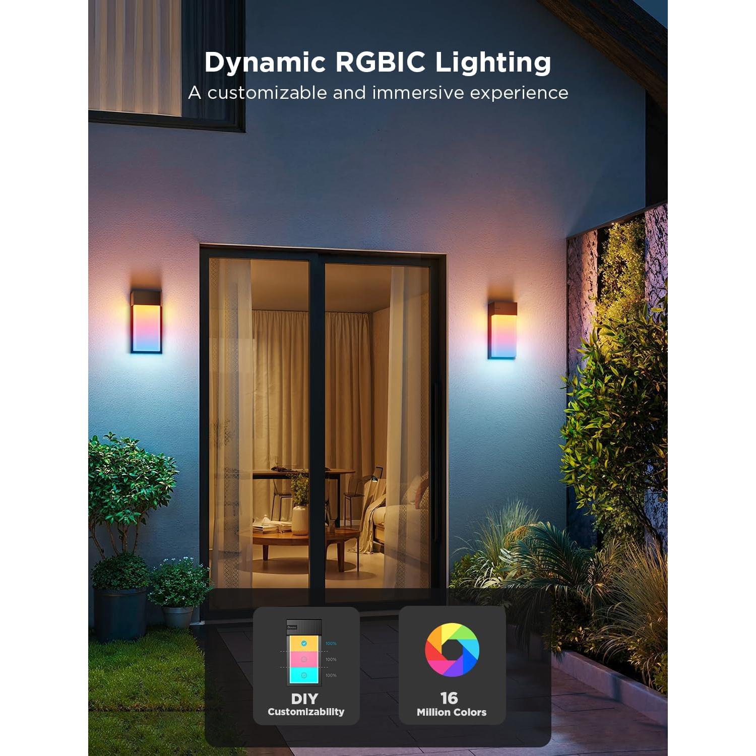 Govee Luz de Pared Exterior 1500LM RGBIC IP65 2 Piezas