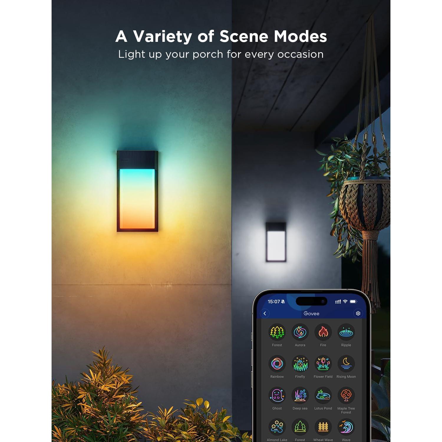 Govee Luz de Pared Exterior 1500LM RGBIC IP65 2 Piezas