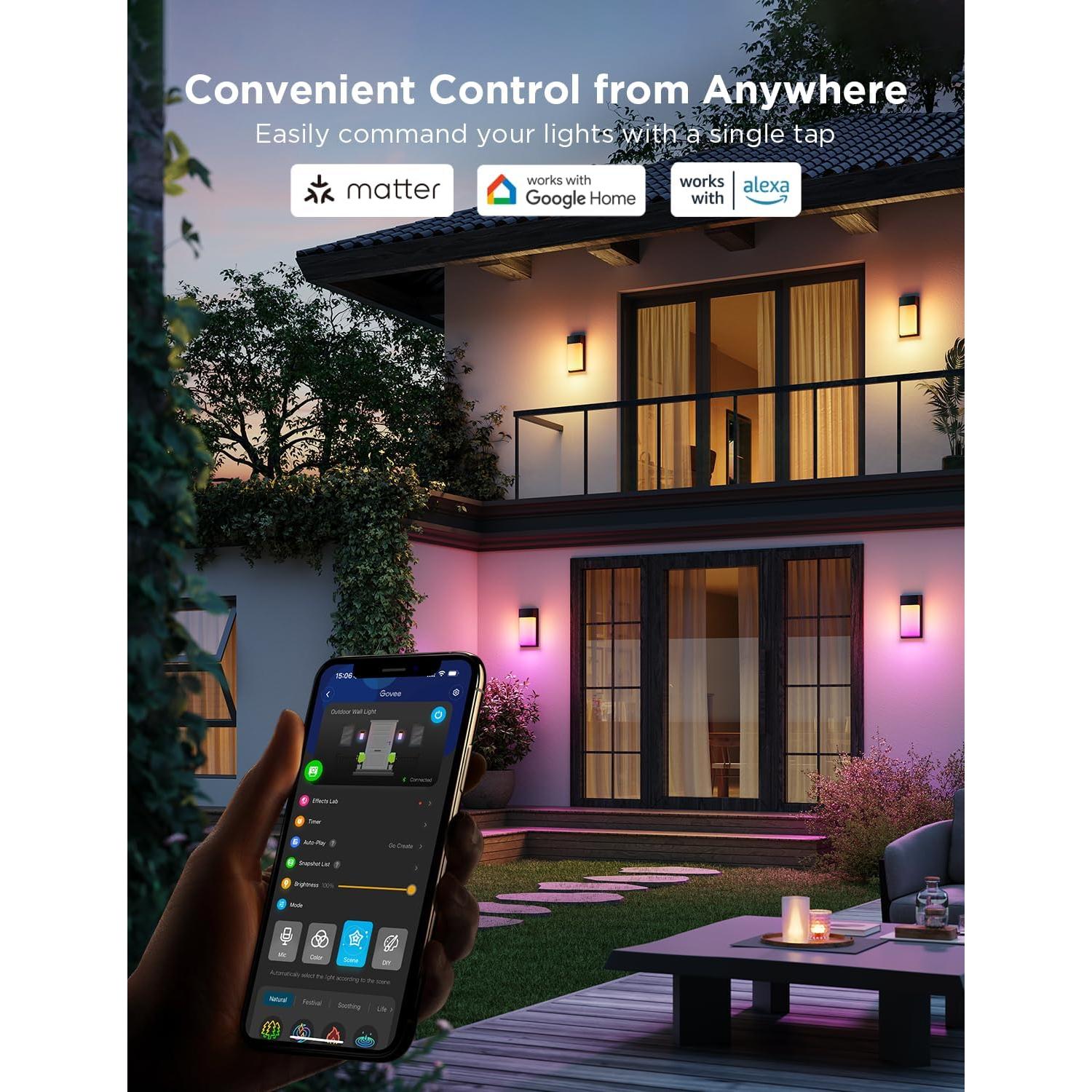 Govee Luz de Pared Exterior 1500LM RGBIC IP65 2 Piezas