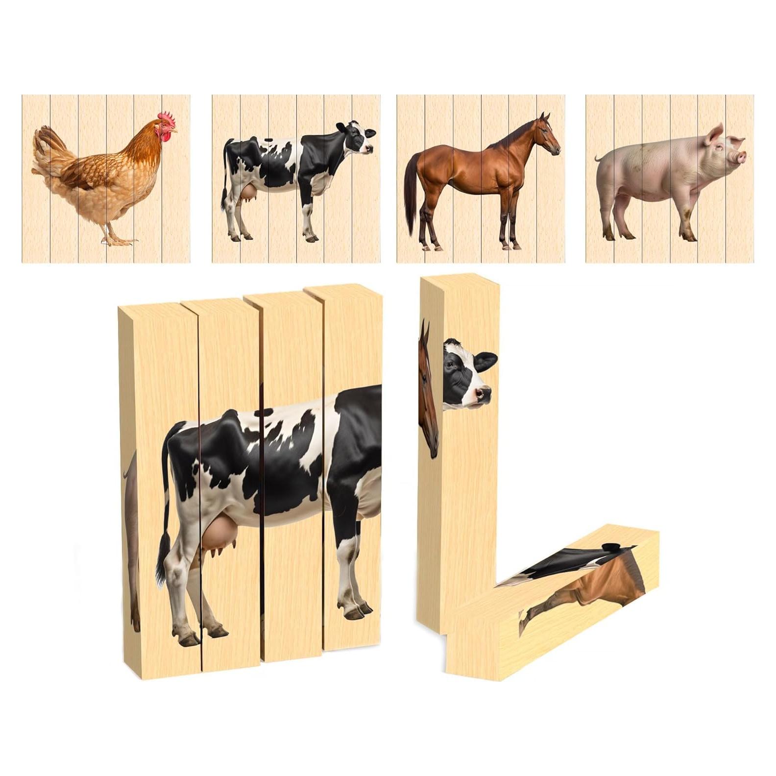 Rompecabezas de Animales de Granja Montessori & Me 4 en 1