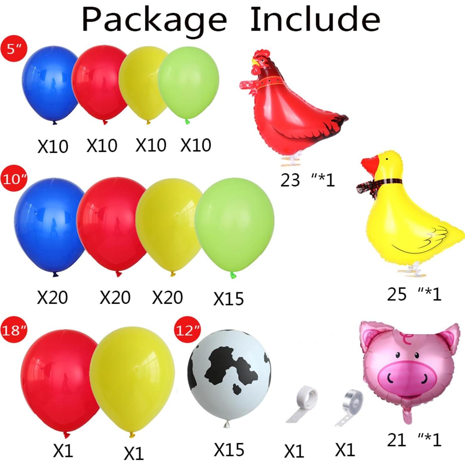 Kit de Arco de Globos de Animales de Granja UAEYW 138 Piezas