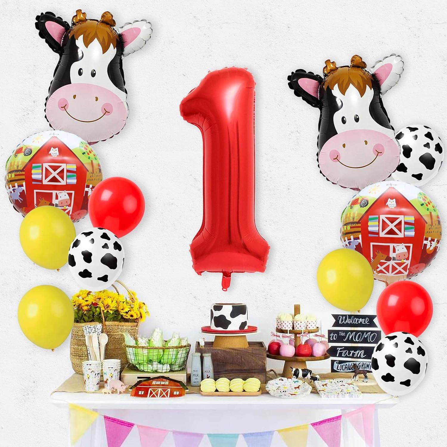 Globos de Fiesta de Cumpleaños de Vaca Flballoon - 1er Cumpleaños