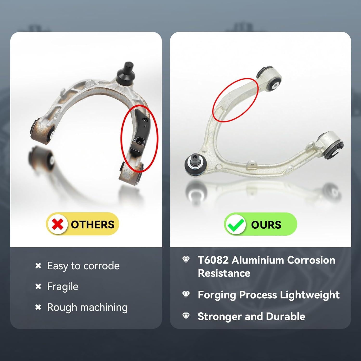 6 Piezas Brazo de Control Frontal UGFC para Tesla Model 3 2017-2021