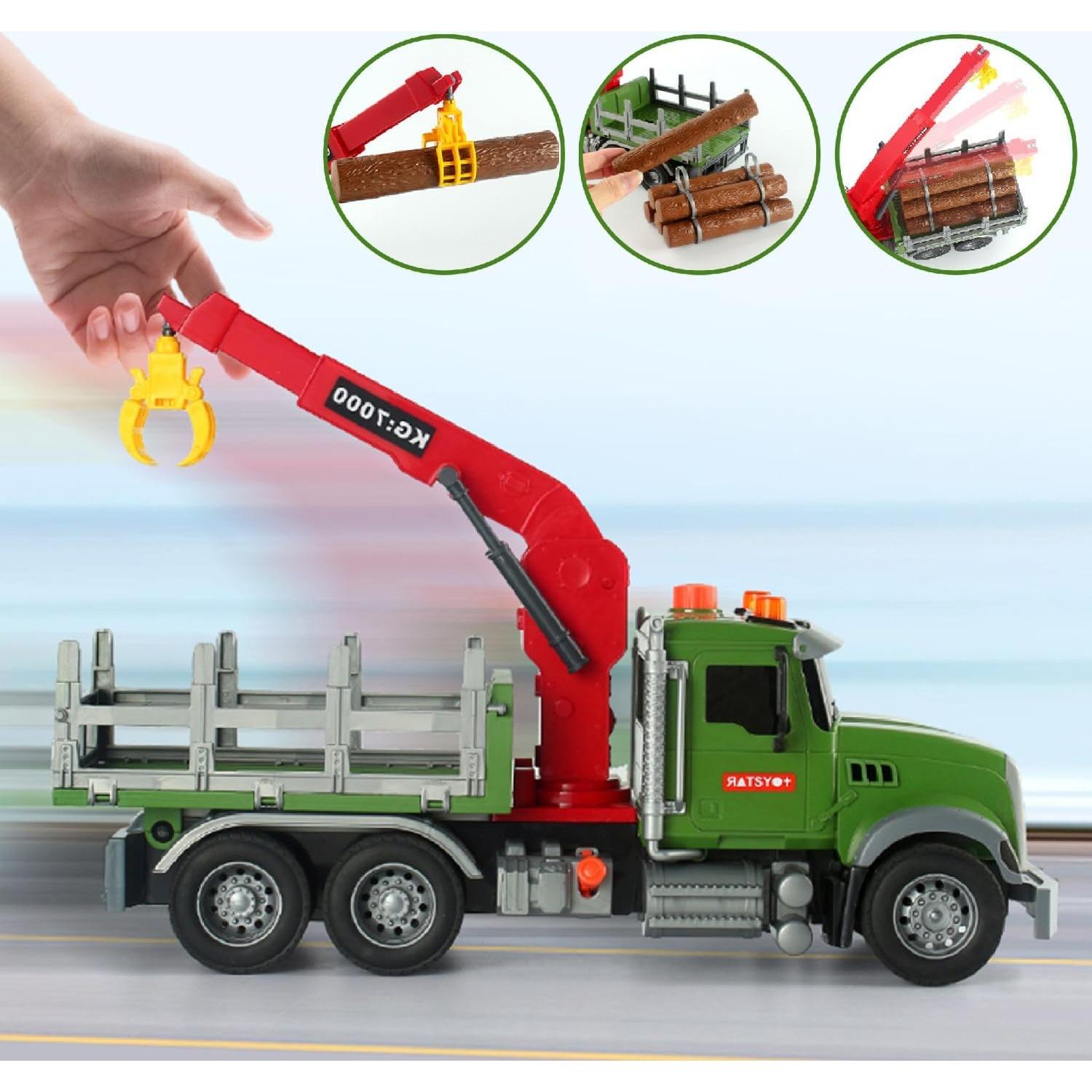 Camión de Madera MOBIUS con Grúa y Animales de Granja