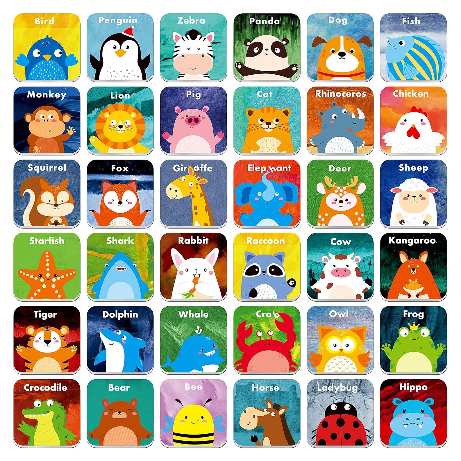 Juego de Emparejamiento de Animales Hebayy - 72 Tarjetas Flash