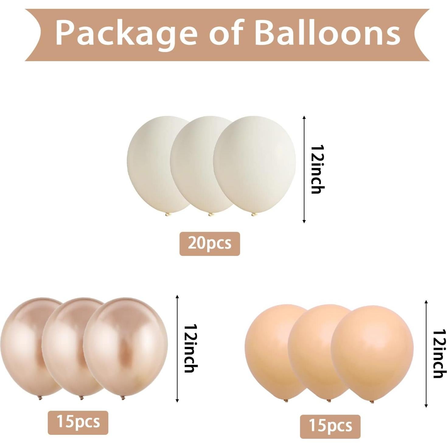 Globos Beige 30 cm FEYG 50PCS para Decoraciones de Fiesta