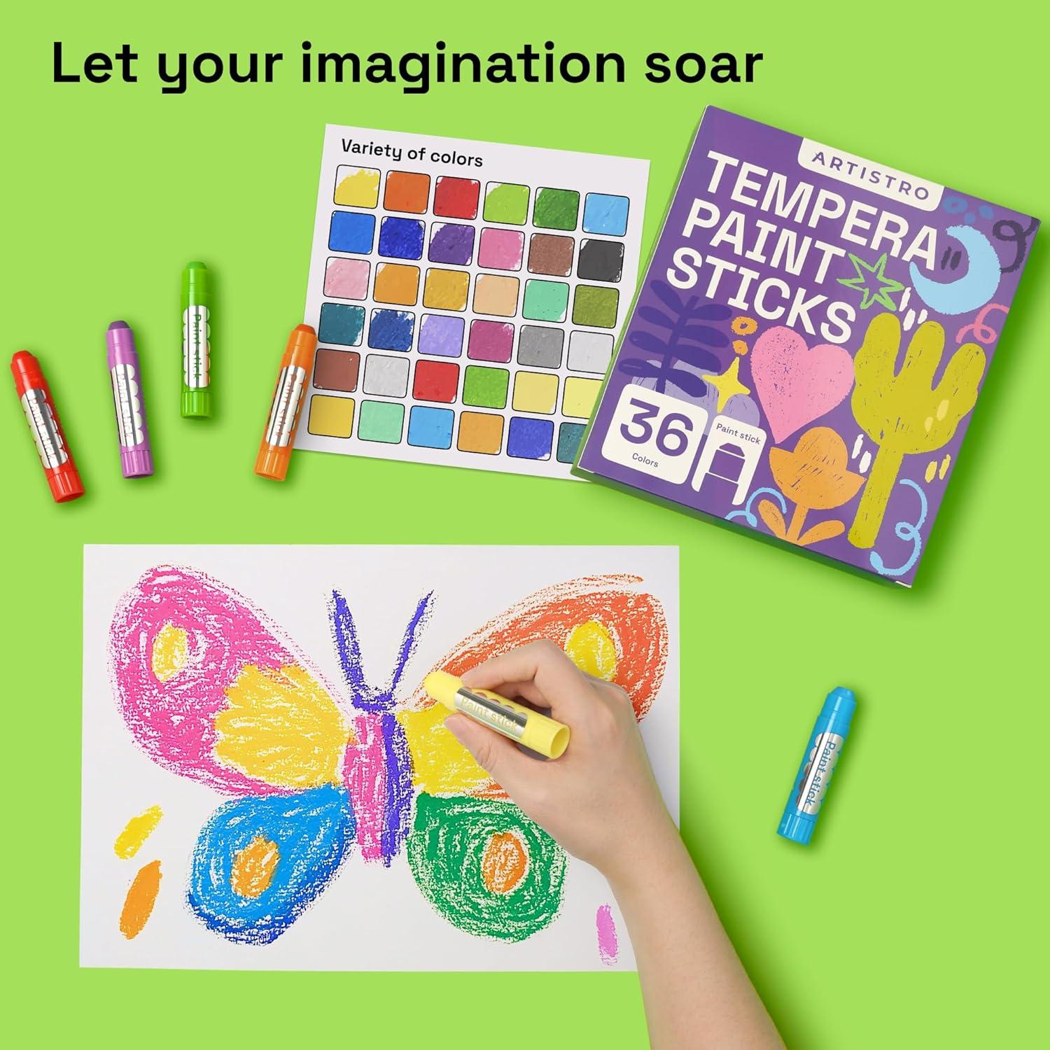 ARTISTRO Pintura Tempera Lavable 36 Barras para Niños